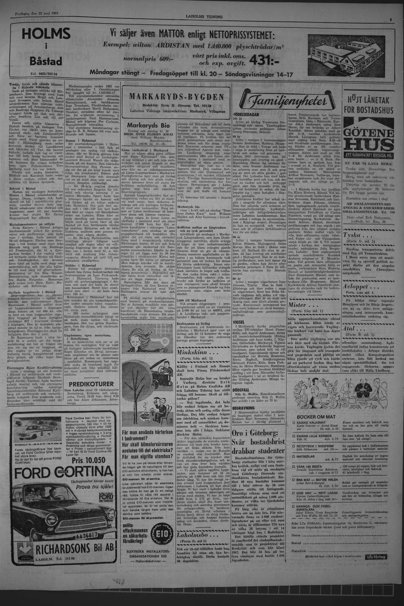 Laholms Tidning Fredag 22 maj 1964, sida 3