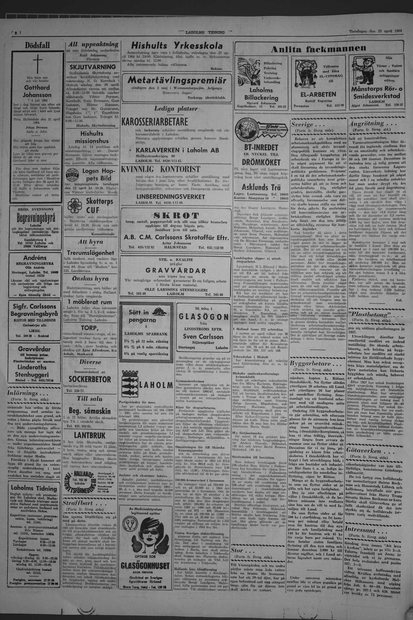 Laholms Tidning Torsdag 23 april 1964, sida 2