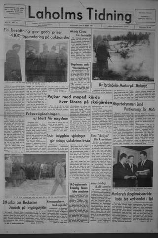 Förstasidan, Måndag 8 mars 1965