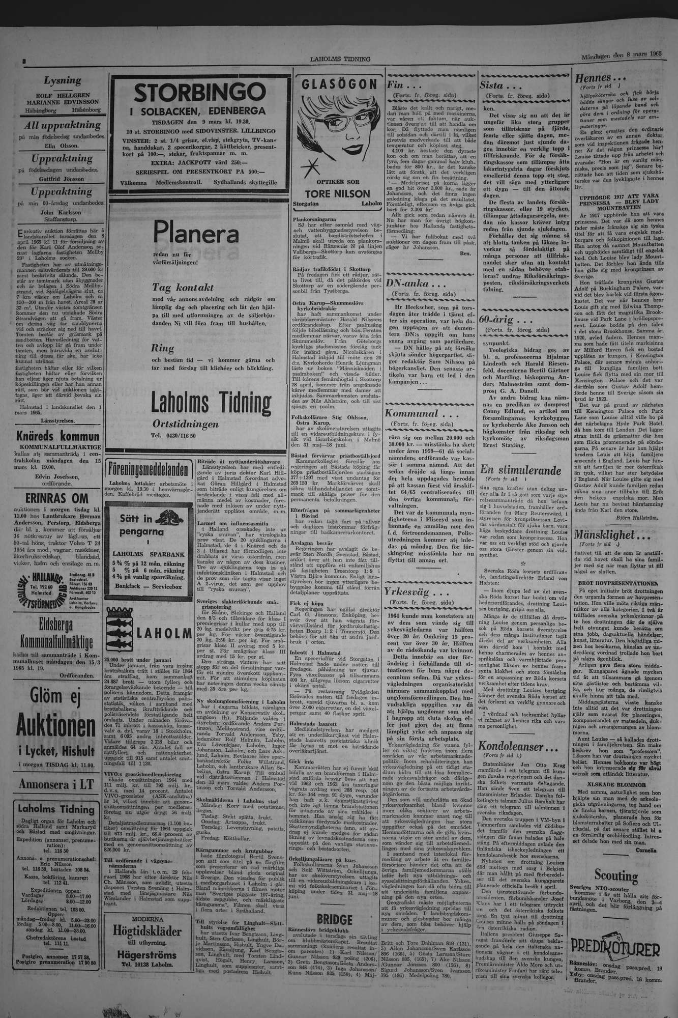 Laholms Tidning Måndag 8 mars 1965, sida 2