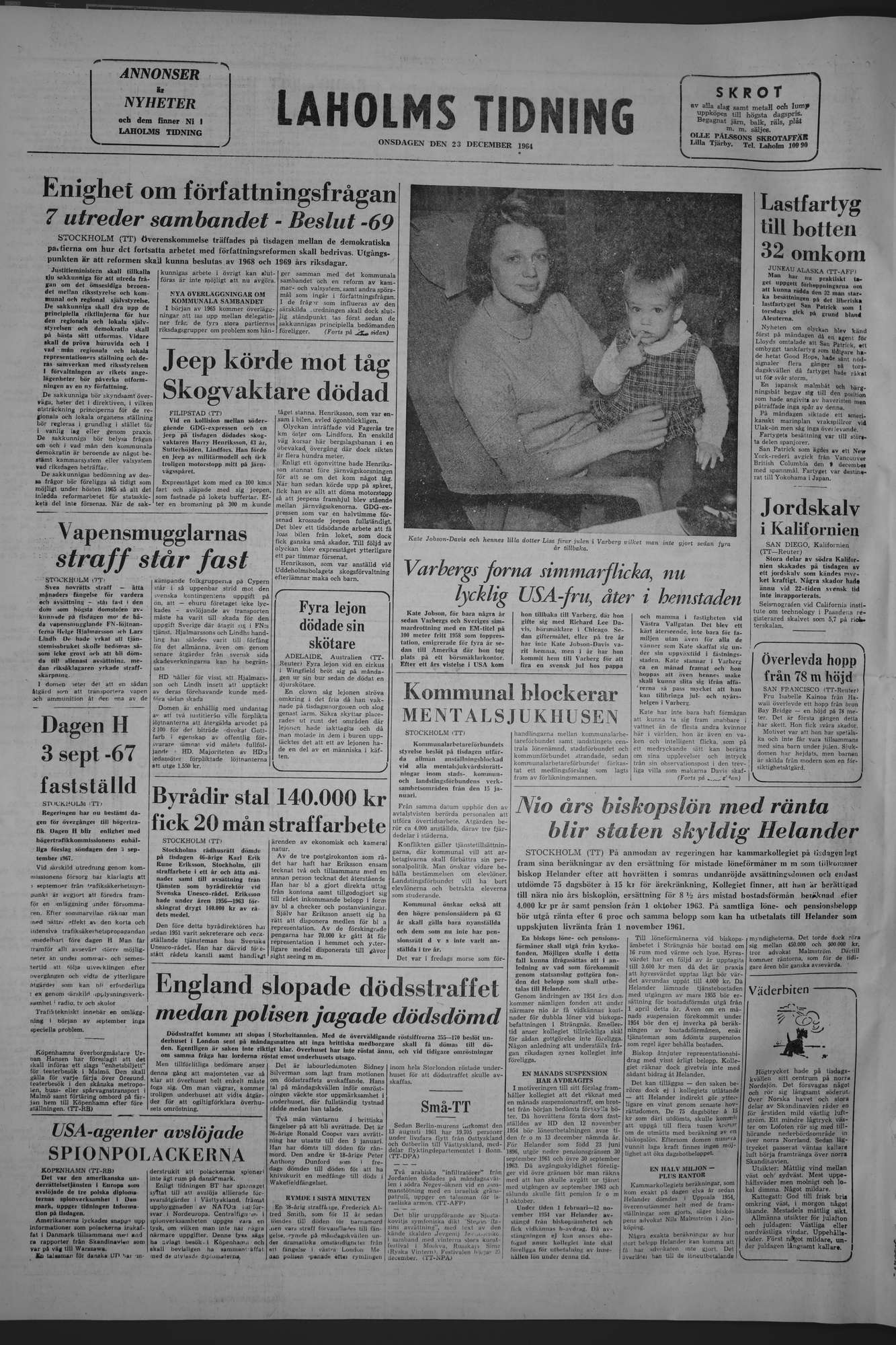 Laholms Tidning Onsdag 23 december 1964, sida 8