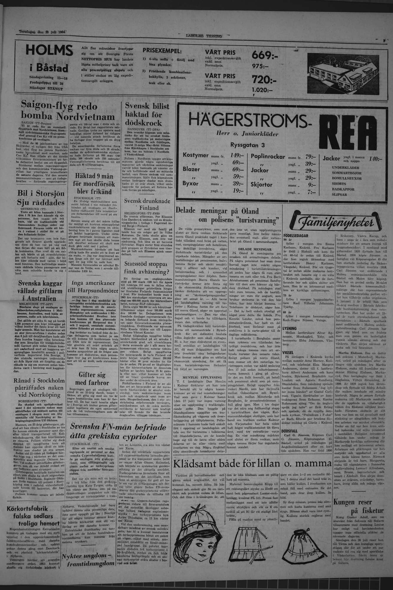 Laholms Tidning Torsdag 23 juli 1964, sida 3
