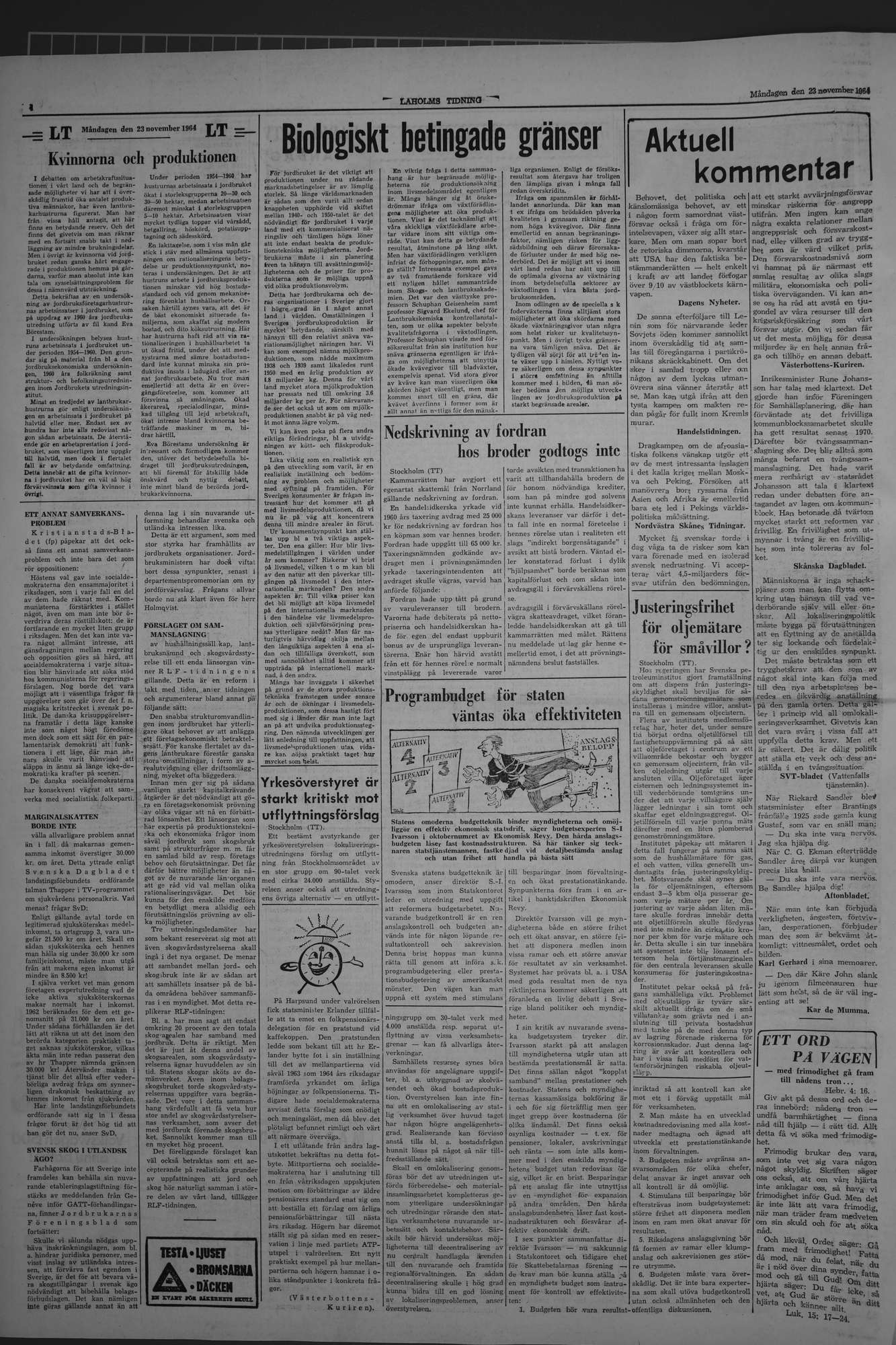 Laholms Tidning Måndag 23 november 1964, sida 4