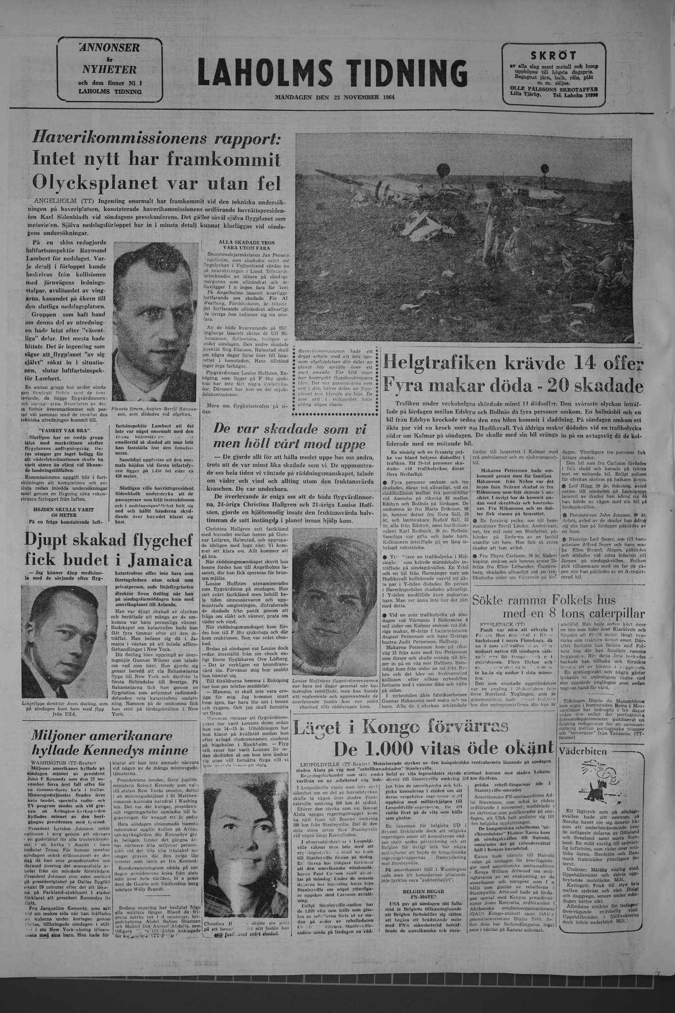 Laholms Tidning Måndag 23 november 1964, sida 8