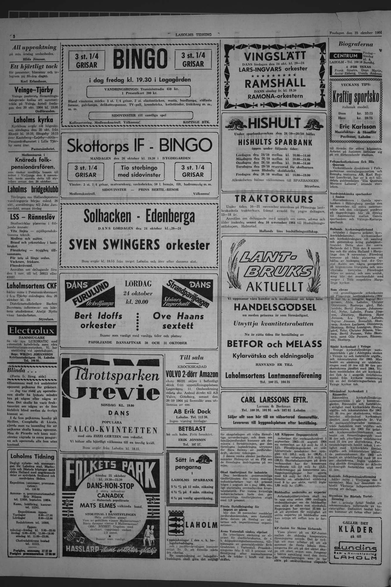 Laholms Tidning Fredag 23 oktober 1964, sida 2