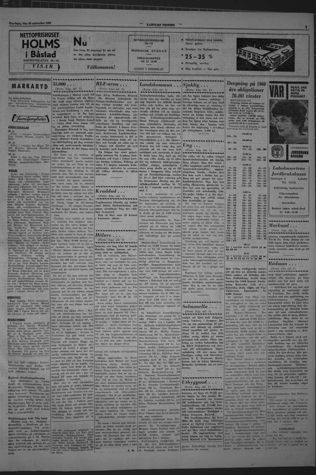 Laholms Tidning Onsdag 23 september 1964, sida 3