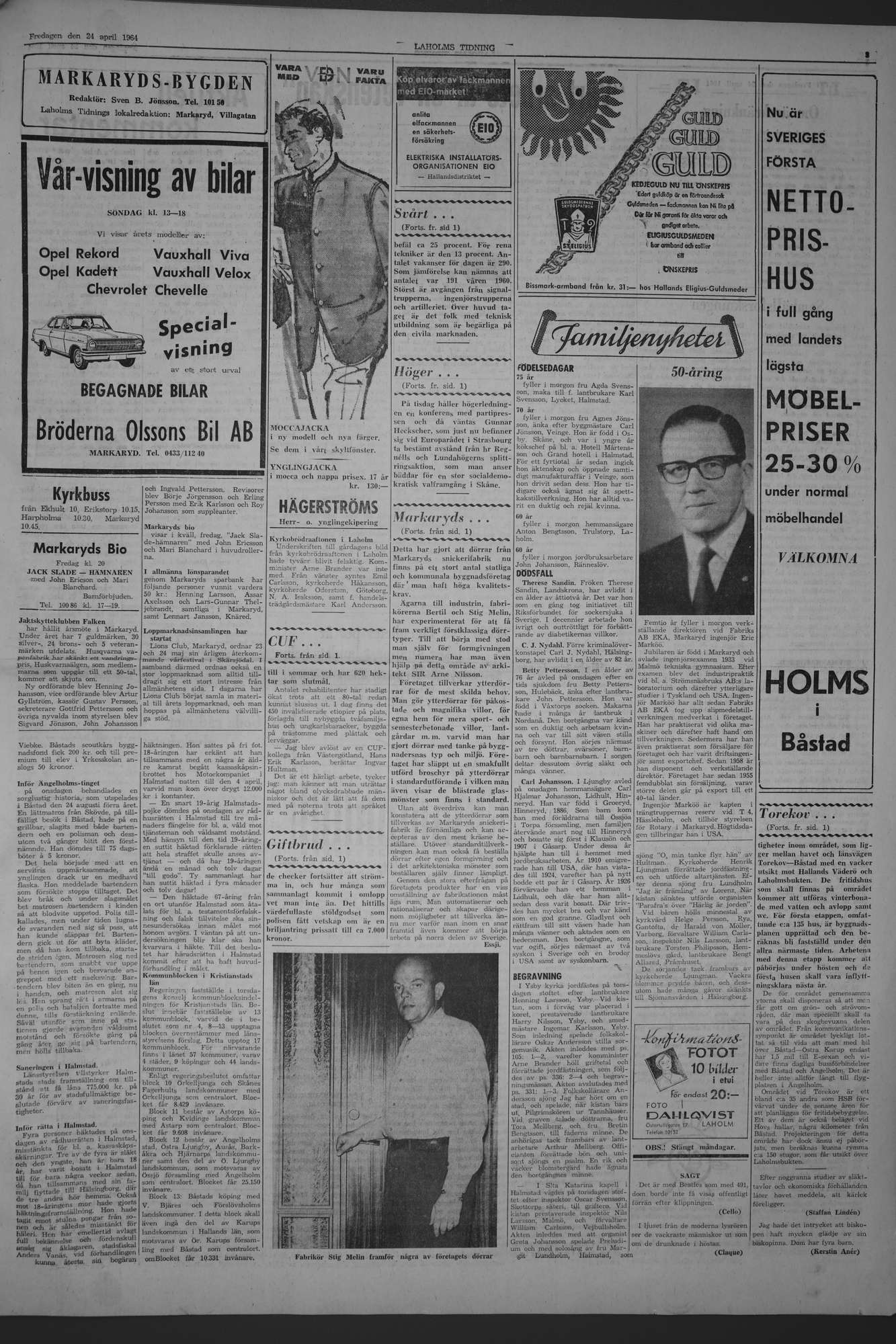 Laholms Tidning Fredag 24 april 1964, sida 3