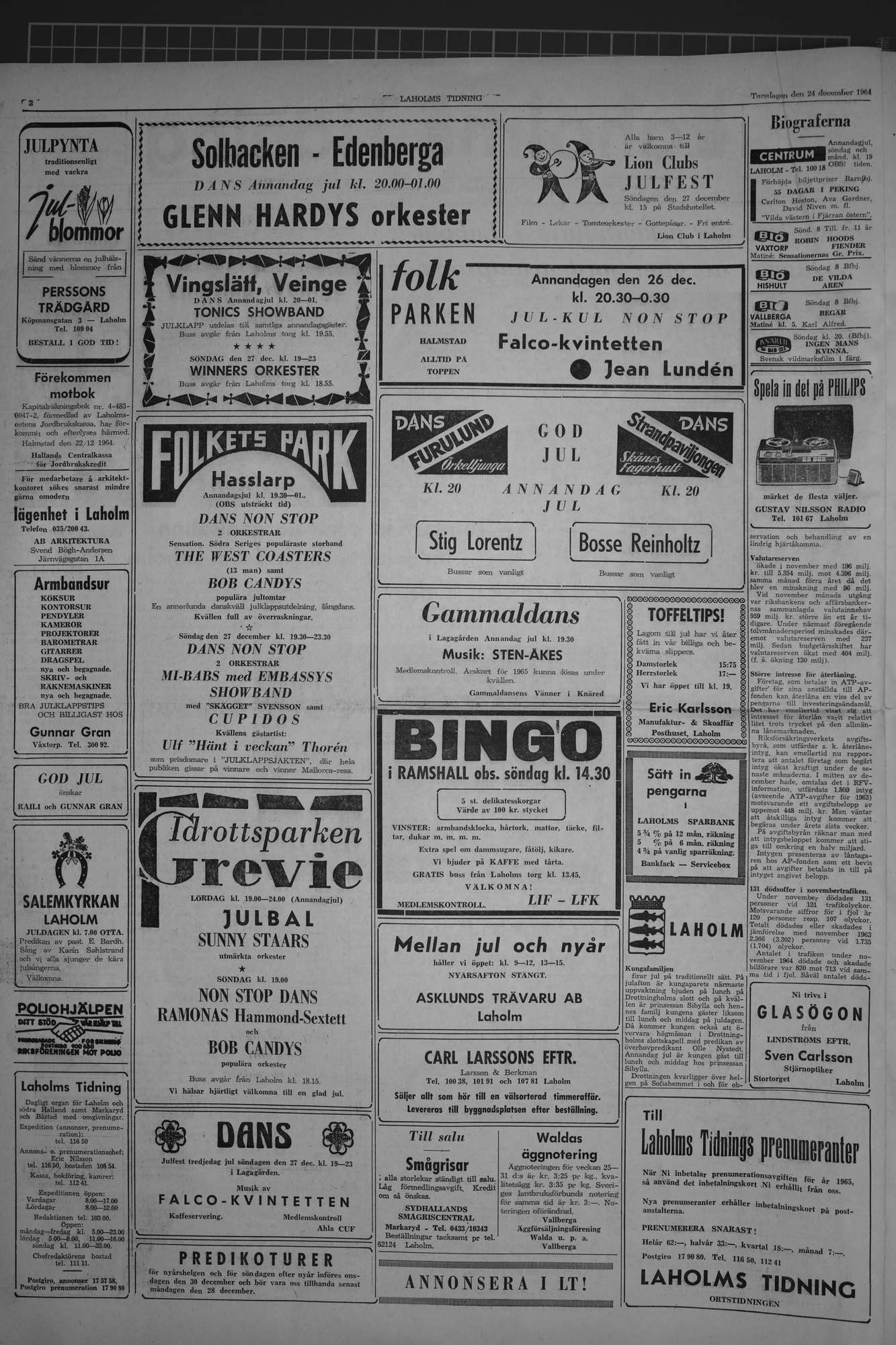 Laholms Tidning Torsdag 24 december 1964, sida 2