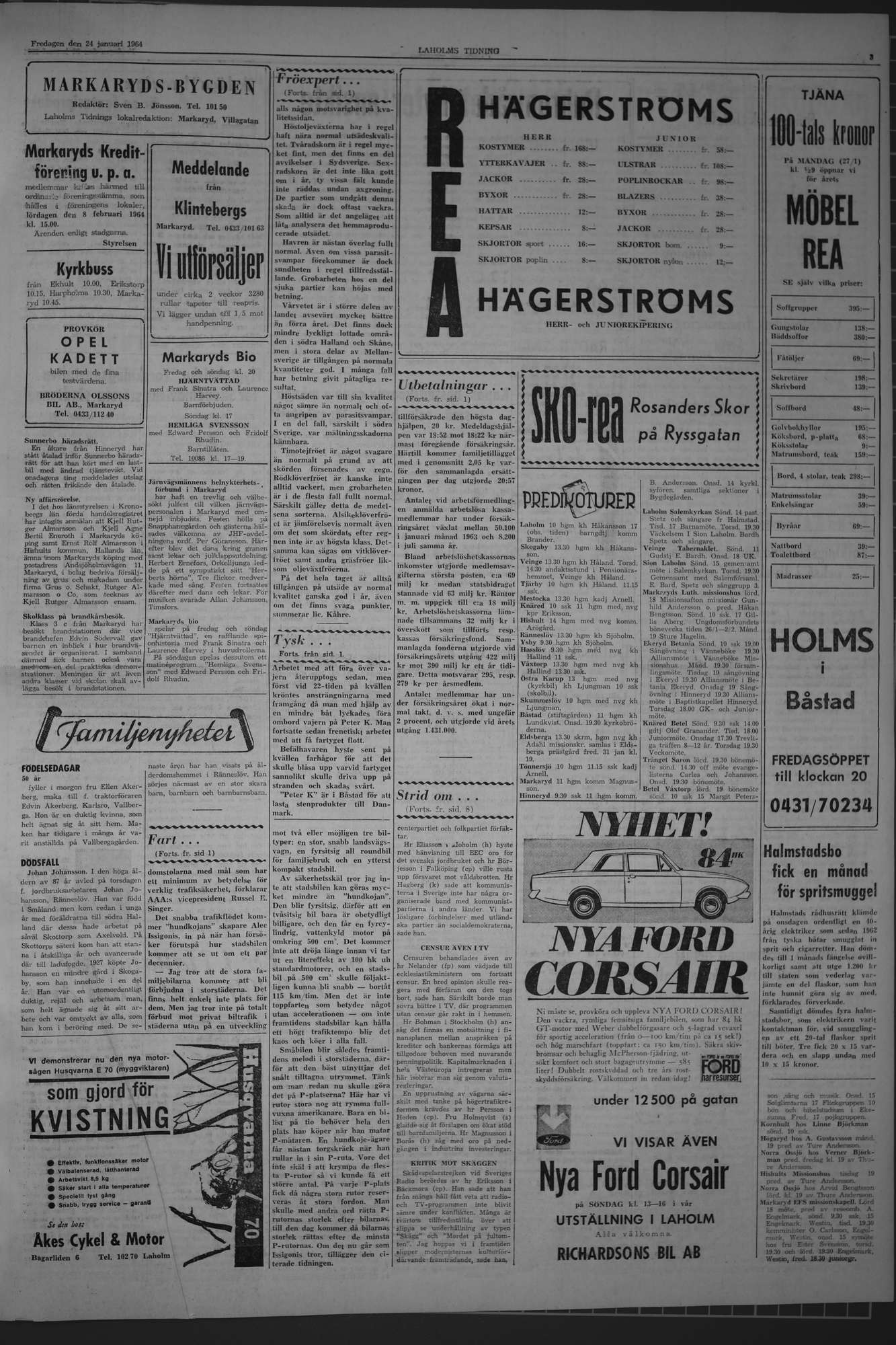 Laholms Tidning Fredag 24 januari 1964, sida 3