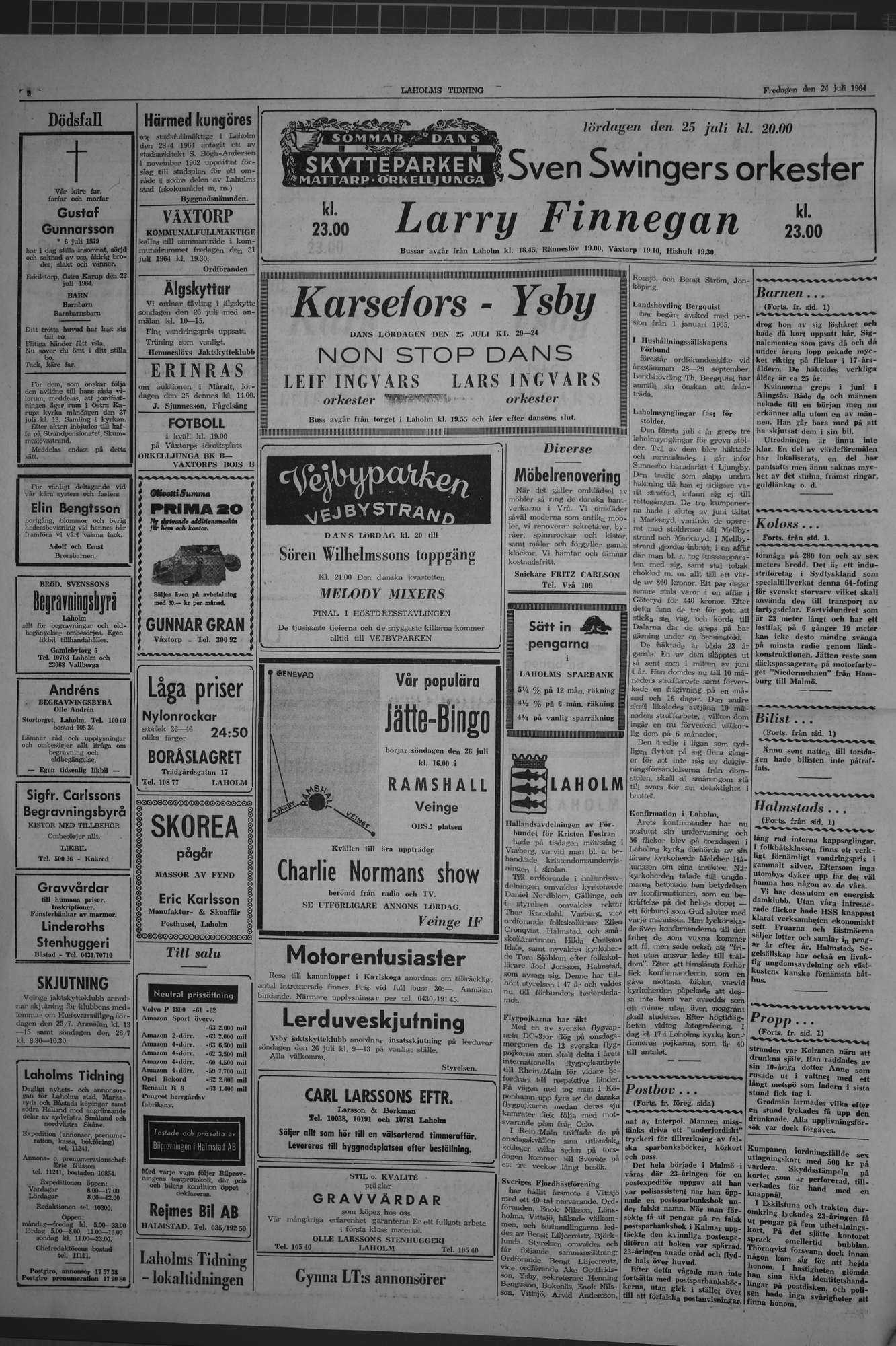 Laholms Tidning Fredag 24 juli 1964, sida 2