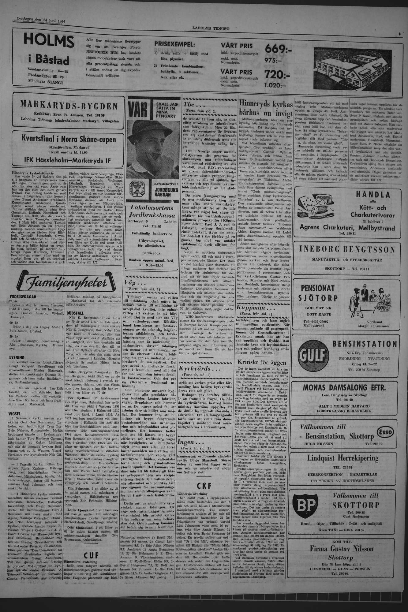 Laholms Tidning Onsdag 24 juni 1964, sida 3