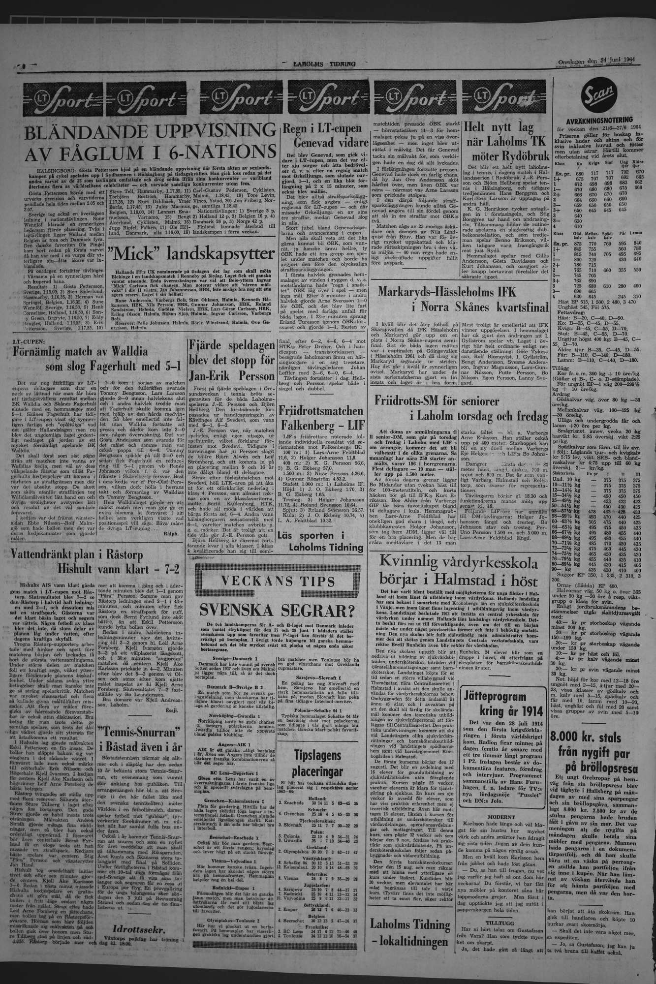 Laholms Tidning Onsdag 24 juni 1964, sida 6
