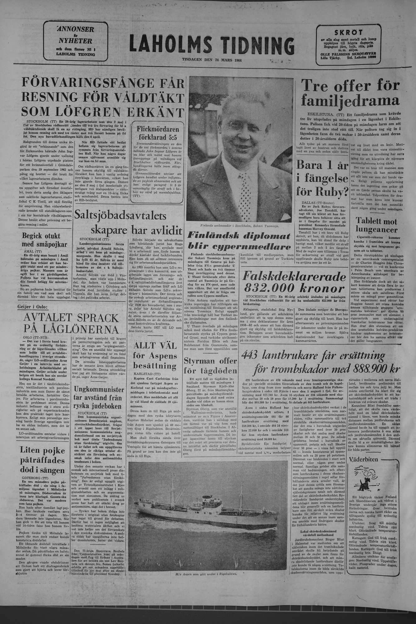 Laholms Tidning Tisdag 24 mars 1964, sida 8