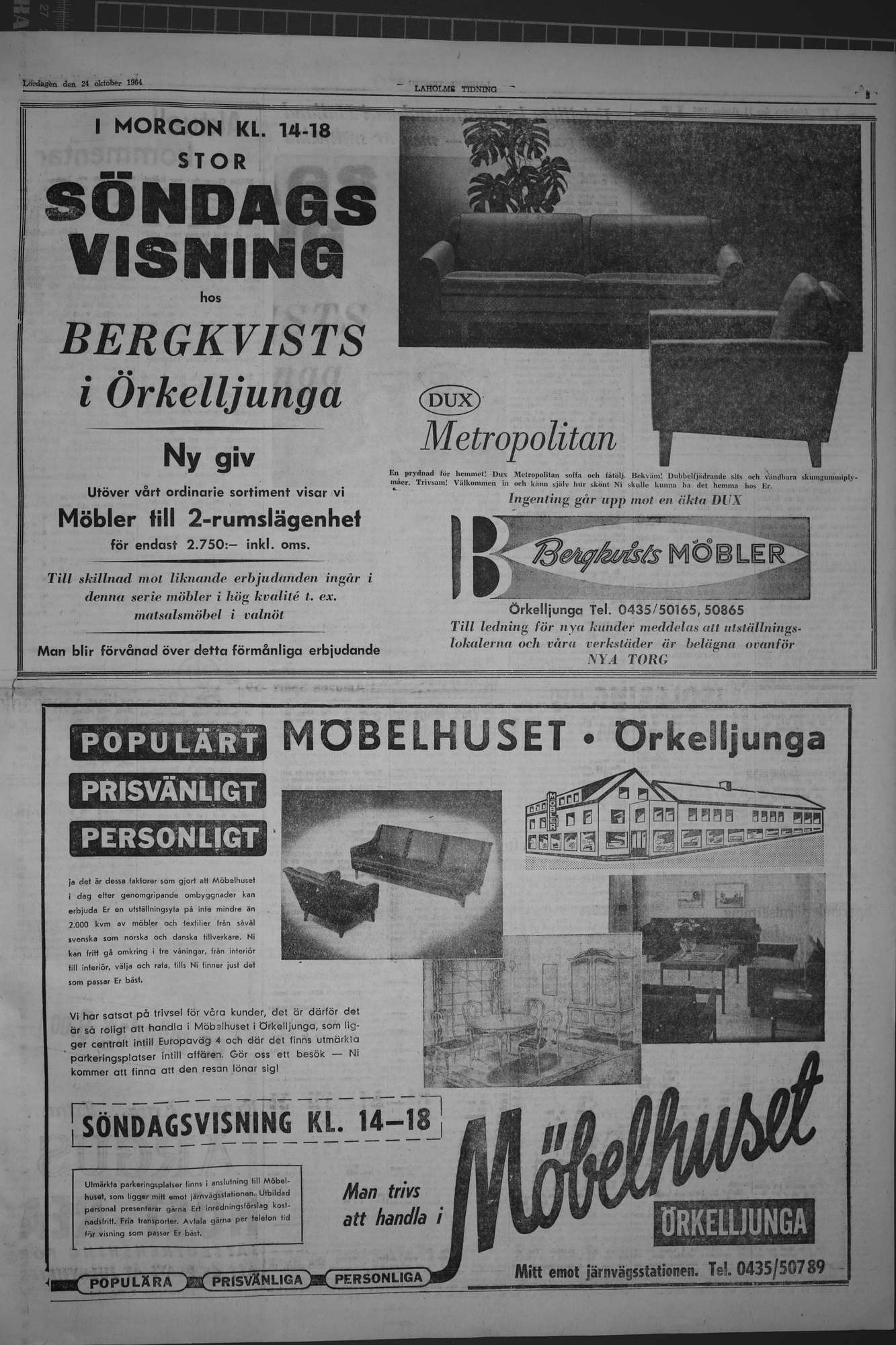 Laholms Tidning Lördag 24 oktober 1964, sida 3