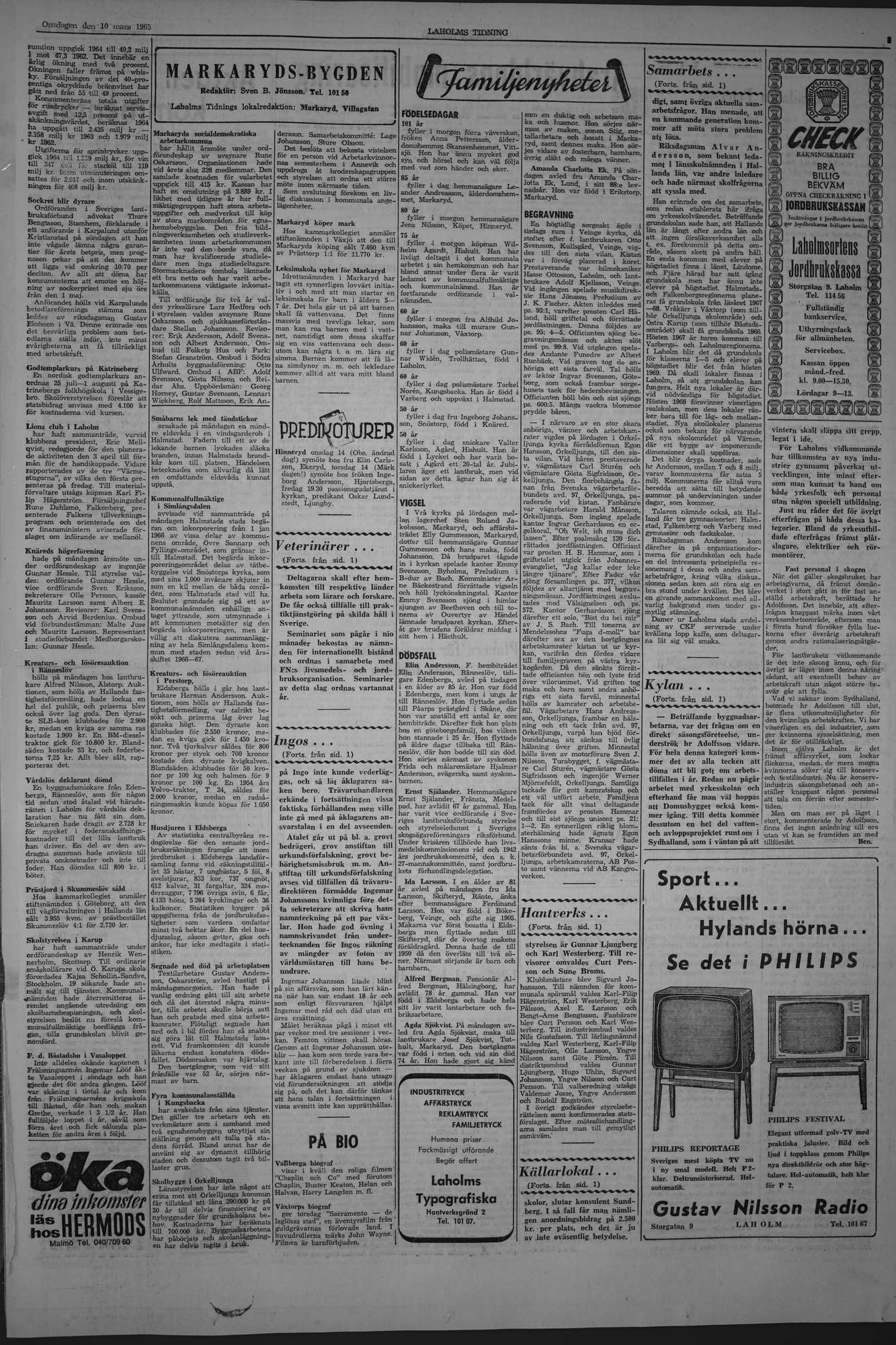 Laholms Tidning Onsdag 10 mars 1965, sida 3