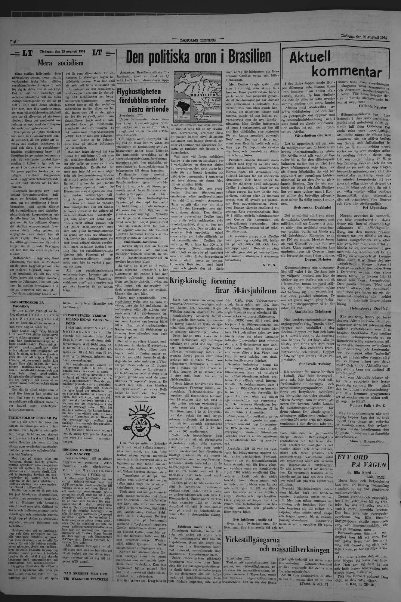 Laholms Tidning Tisdag 25 augusti 1964, sida 4