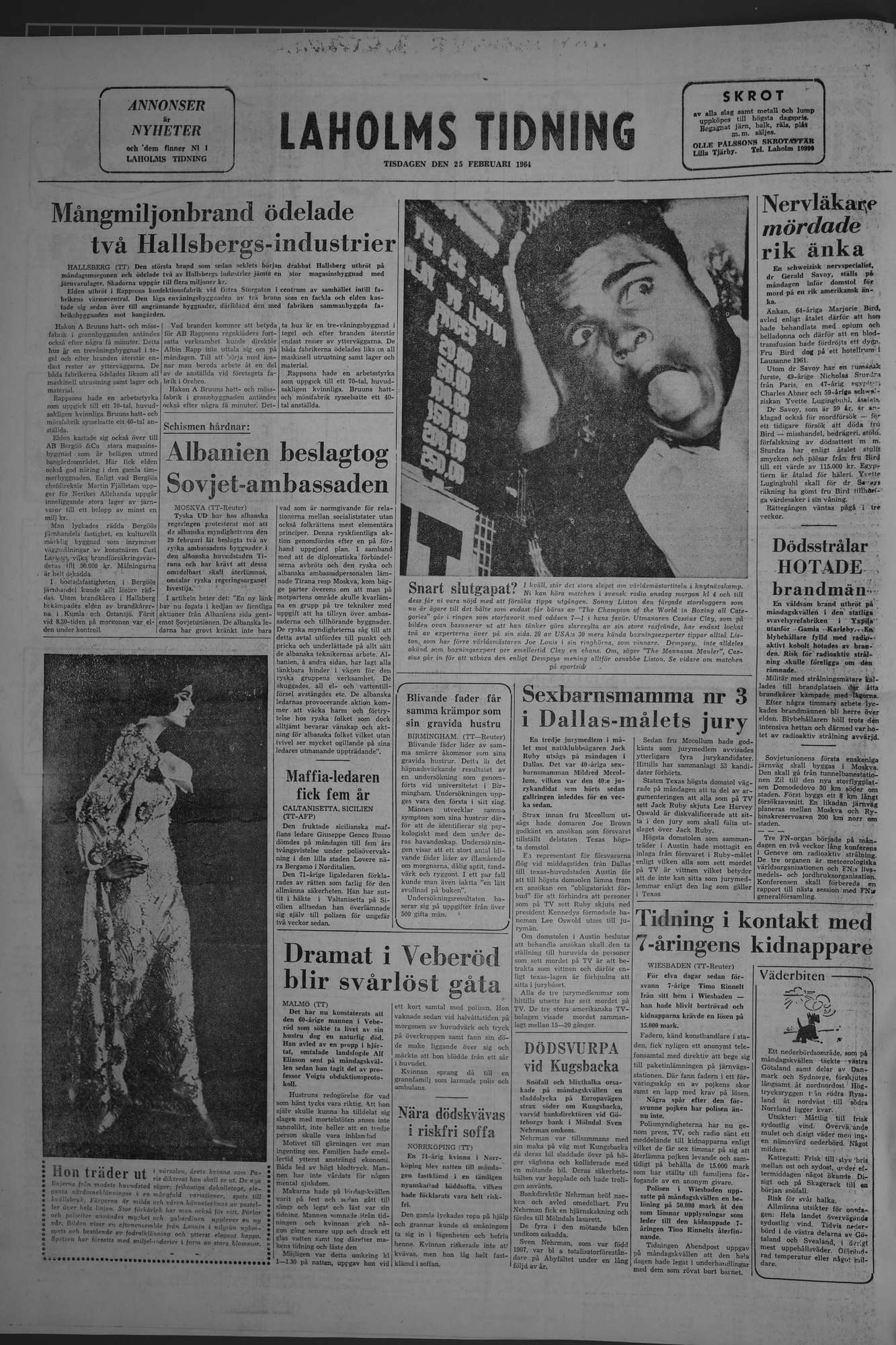 Laholms Tidning Tisdag 25 februari 1964, sida 8