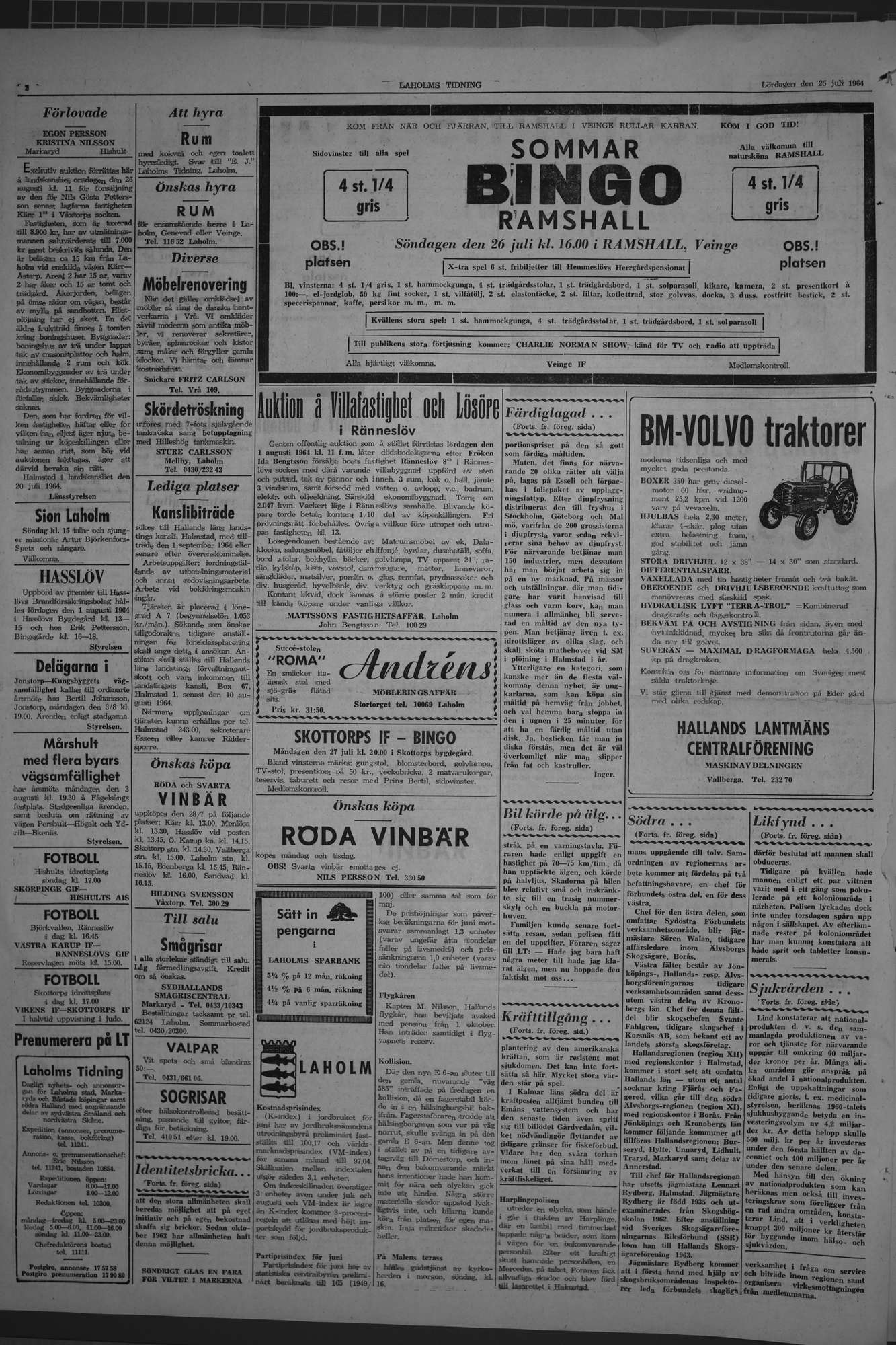 Laholms Tidning Lördag 25 juli 1964, sida 2