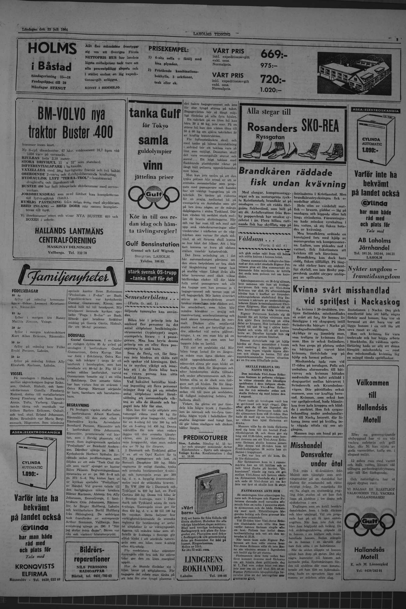Laholms Tidning Lördag 25 juli 1964, sida 3