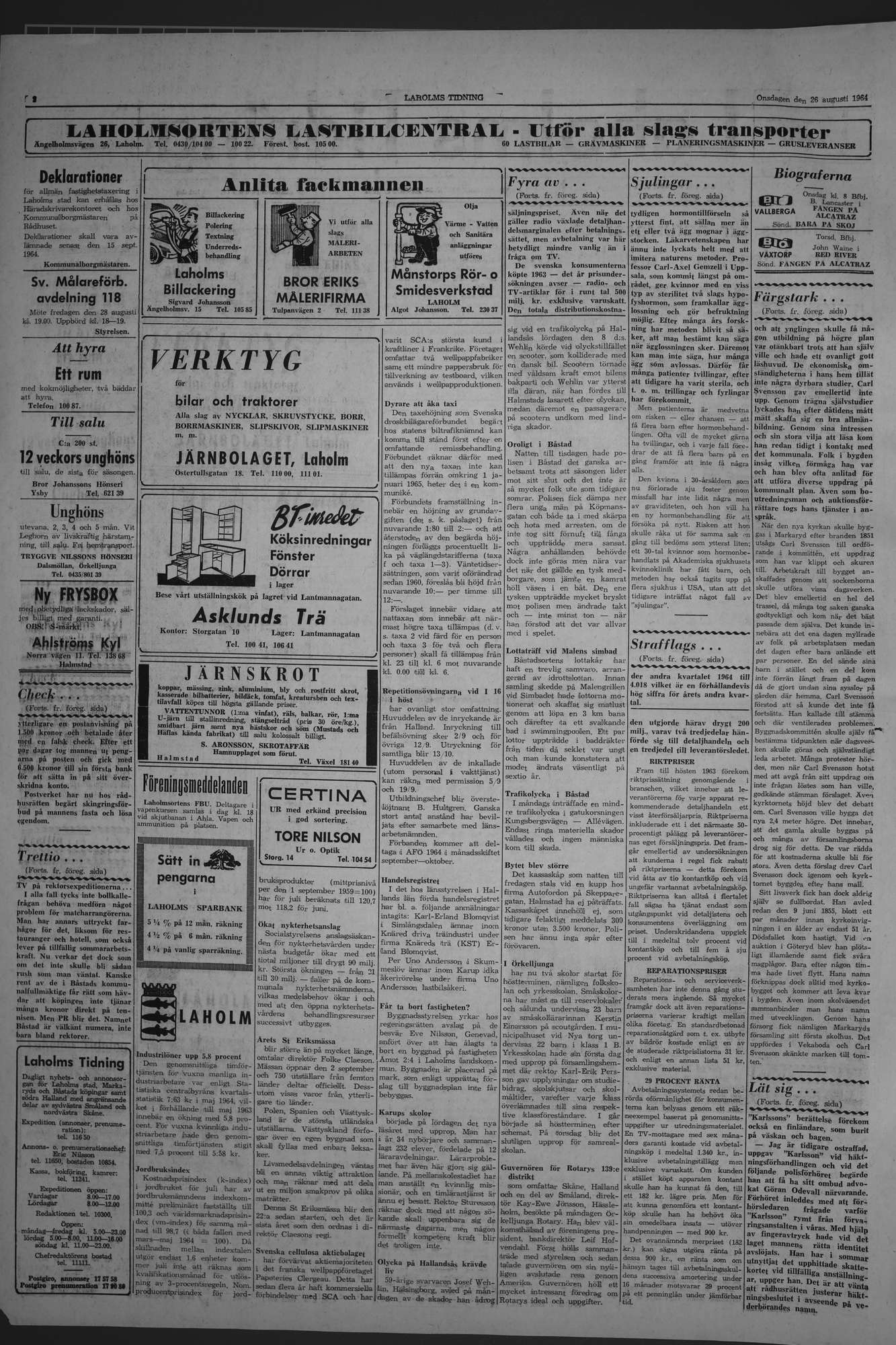 Laholms Tidning Onsdag 26 augusti 1964, sida 2