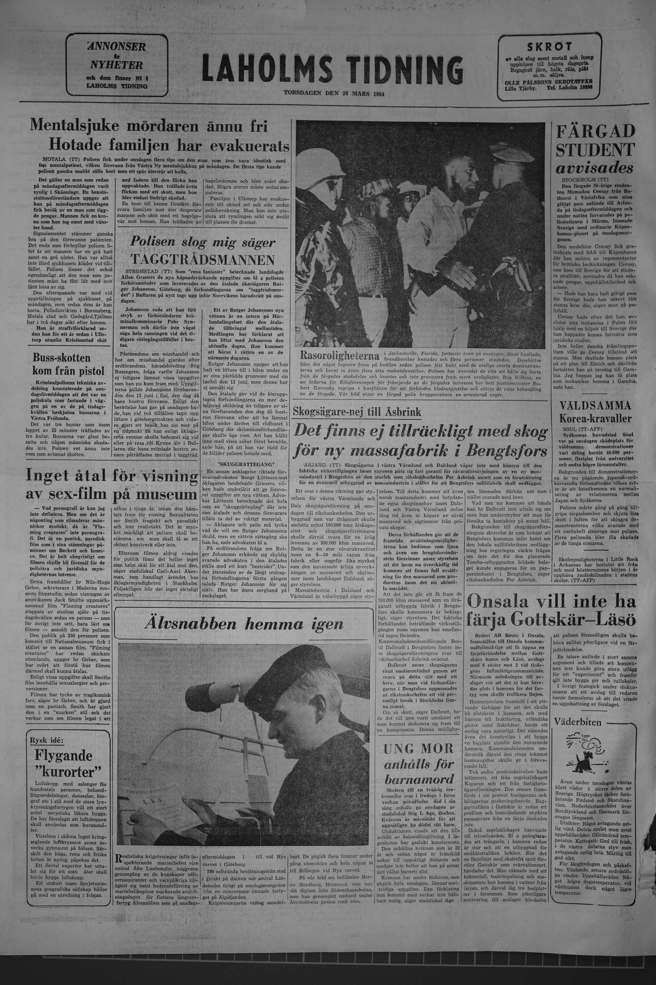 Laholms Tidning Torsdag 26 mars 1964, sida 8