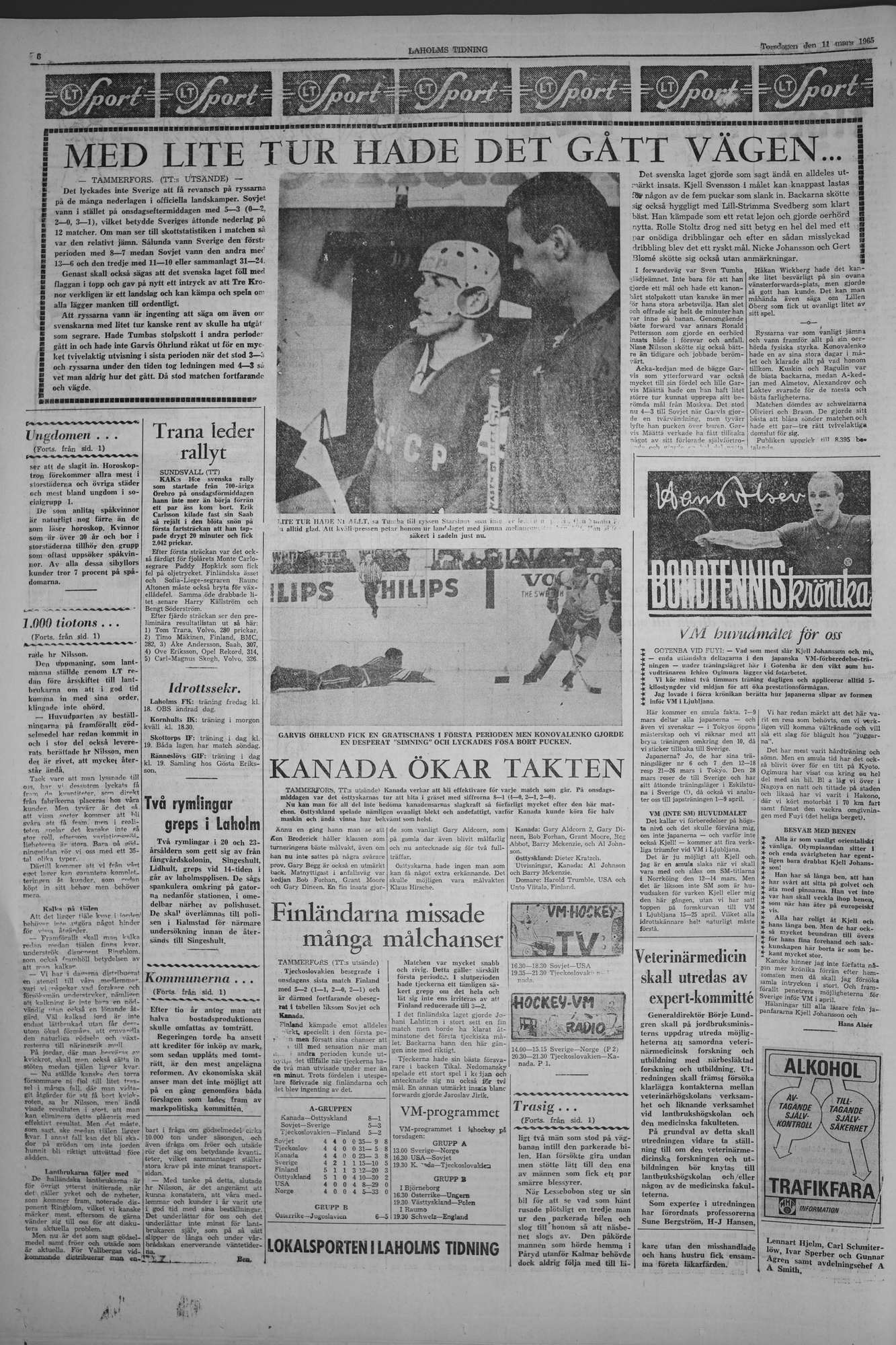 Laholms Tidning Torsdag 11 mars 1965, sida 6