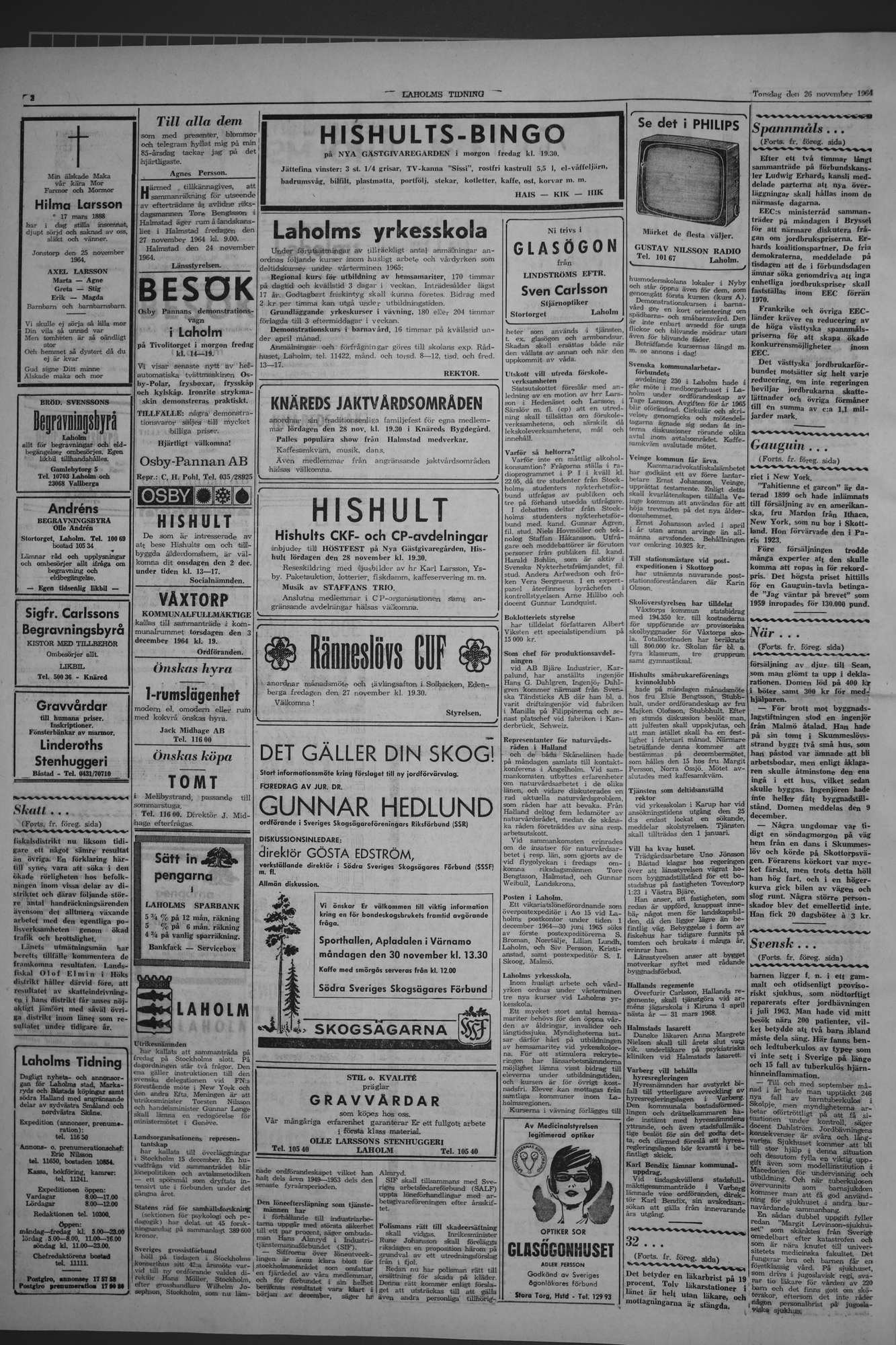 Laholms Tidning Torsdag 26 november 1964, sida 2