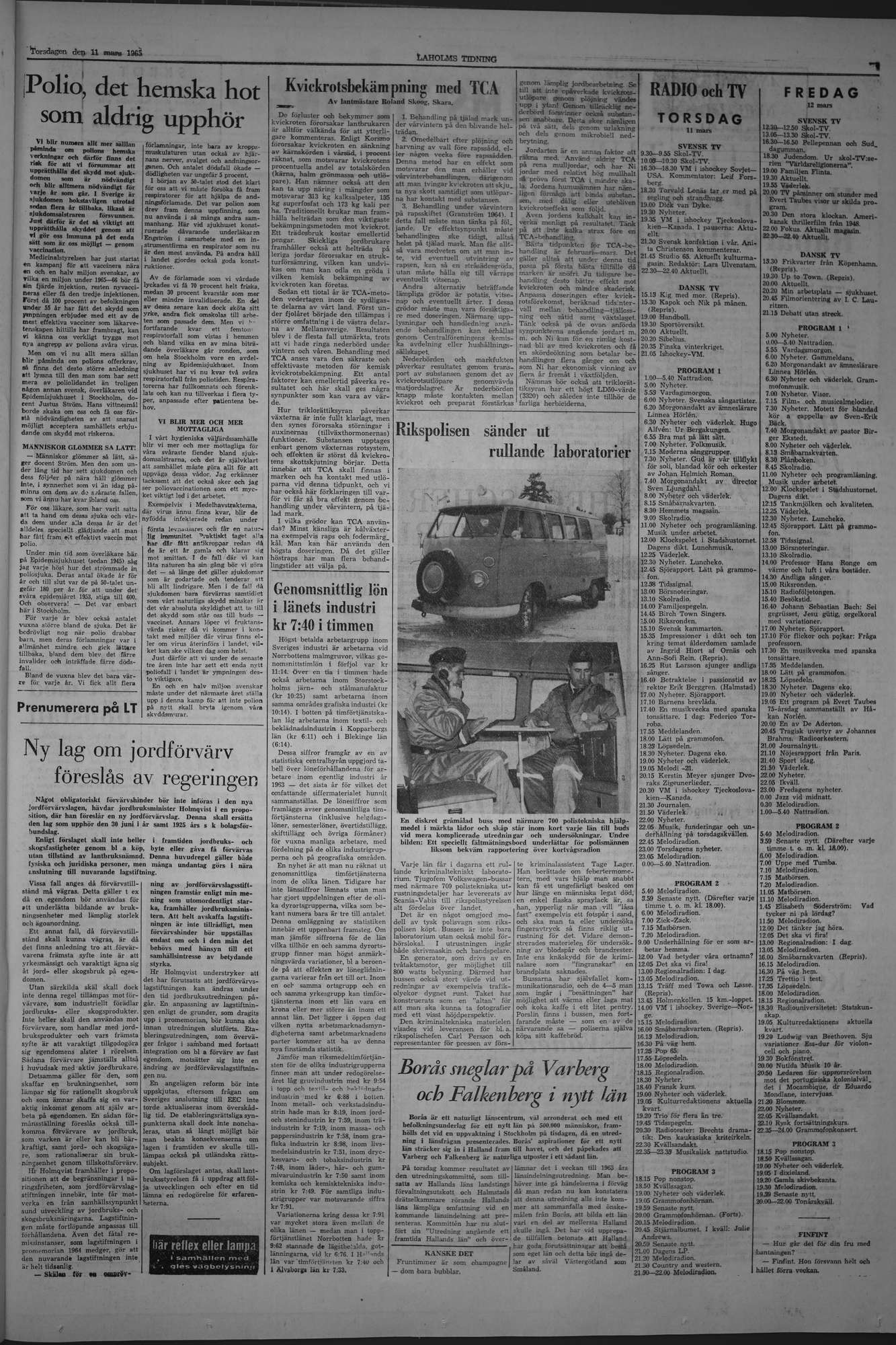 Laholms Tidning Torsdag 11 mars 1965, sida 7