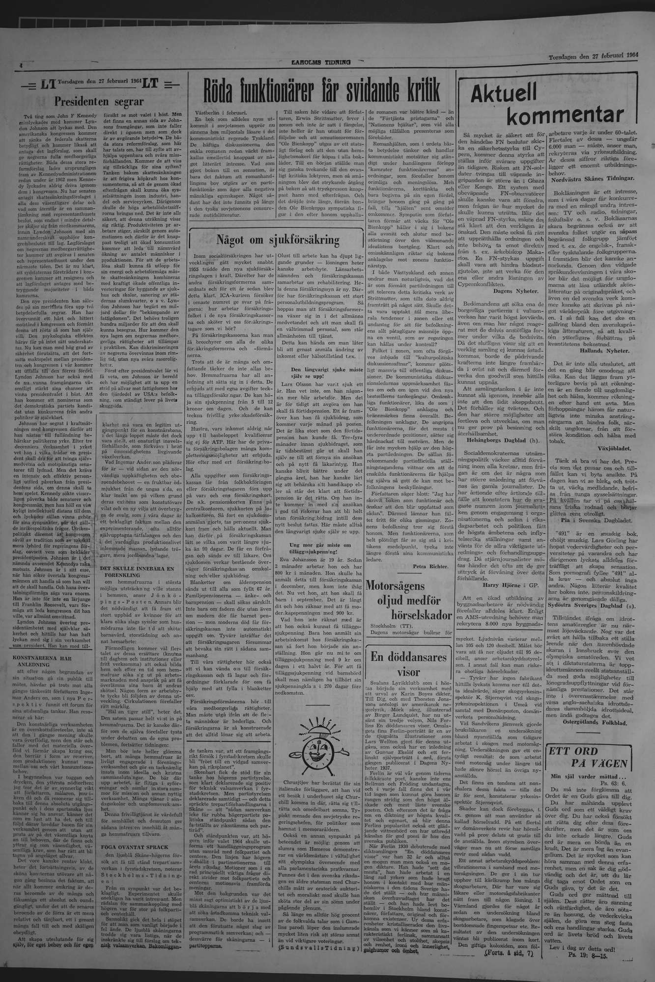 Laholms Tidning Torsdag 27 februari 1964, sida 4