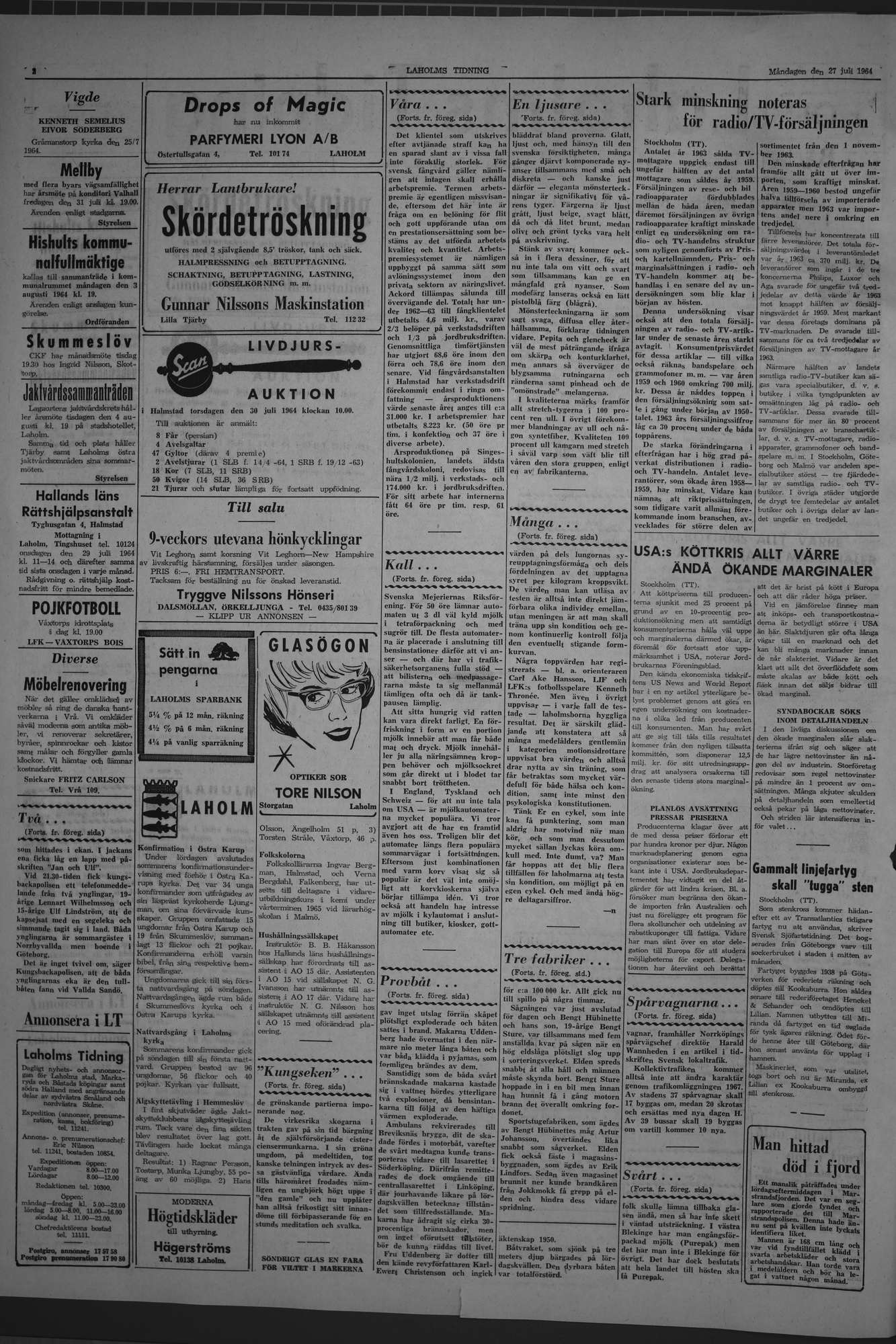 Laholms Tidning Måndag 27 juli 1964, sida 2