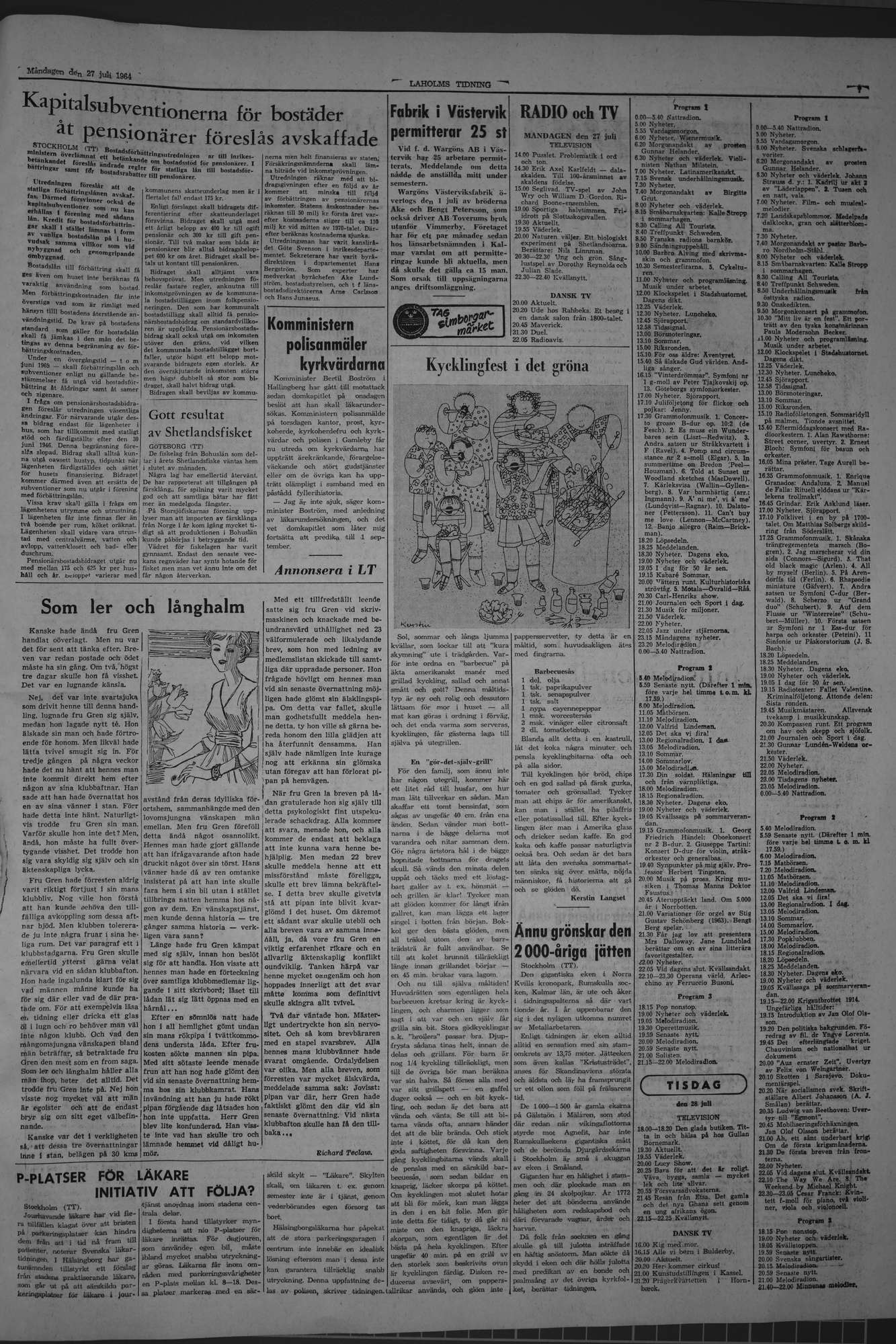 Laholms Tidning Måndag 27 juli 1964, sida 7