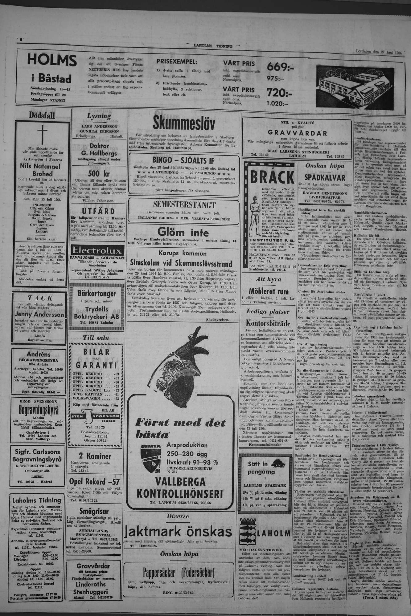 Laholms Tidning Lördag 27 juni 1964, sida 2