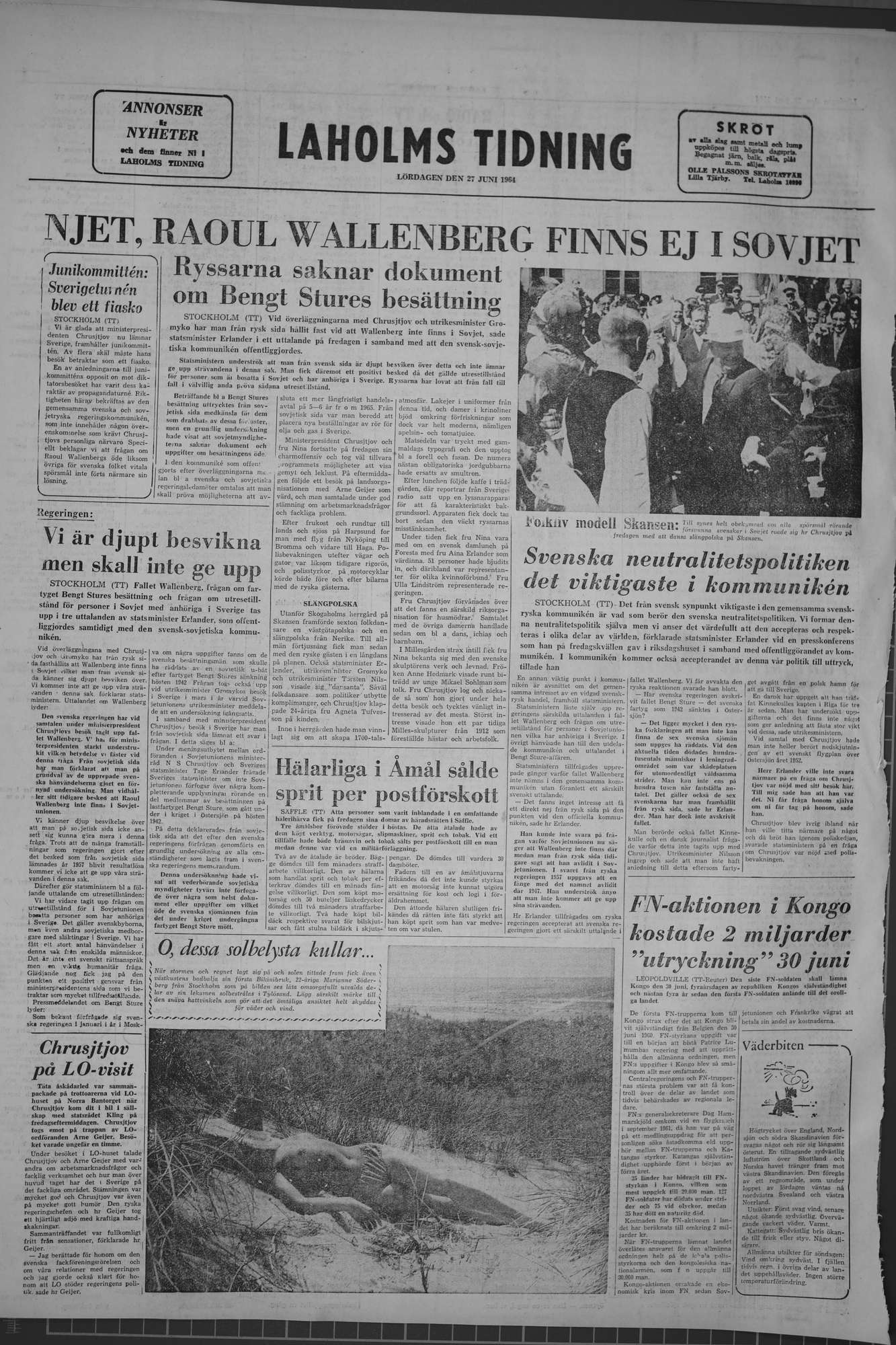 Laholms Tidning Lördag 27 juni 1964, sida 8