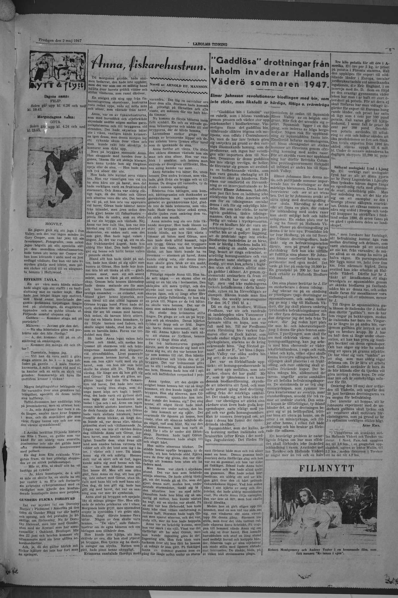 Laholms Tidning Fredag 2 maj 1947, sida 5