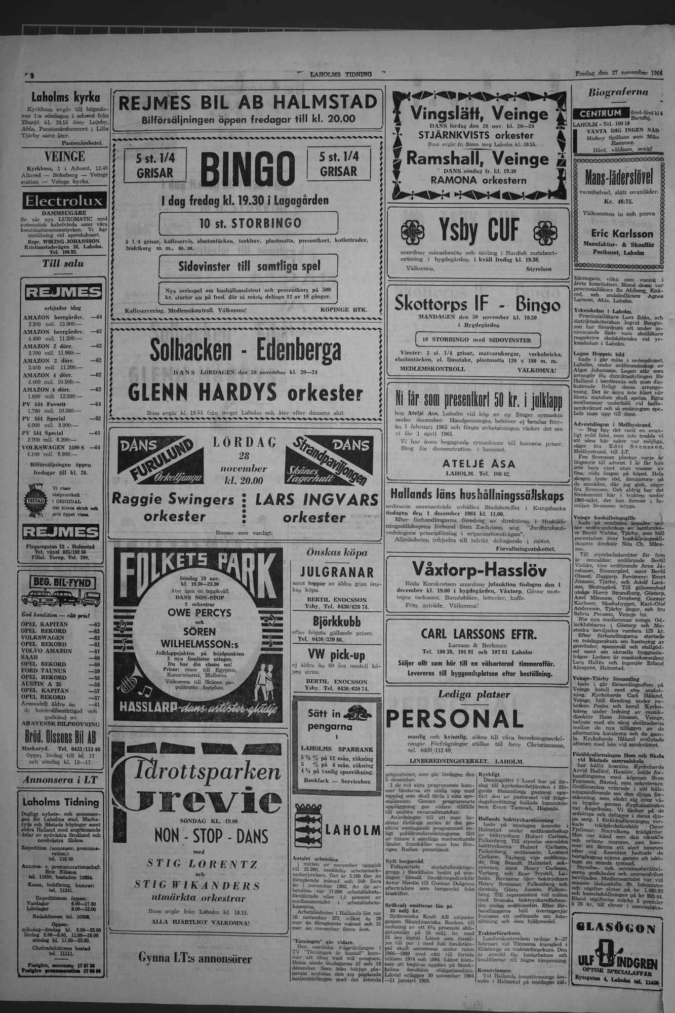 Laholms Tidning Fredag 27 november 1964, sida 2