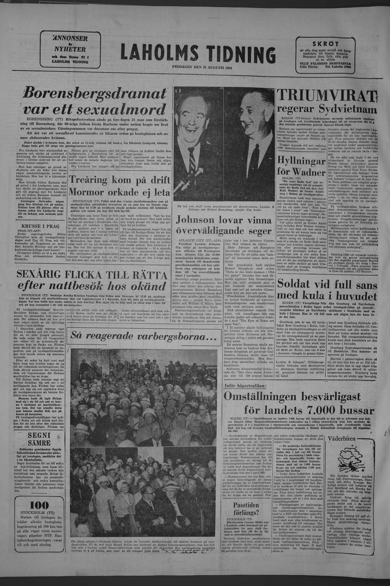Laholms Tidning Fredag 28 augusti 1964, sida 8