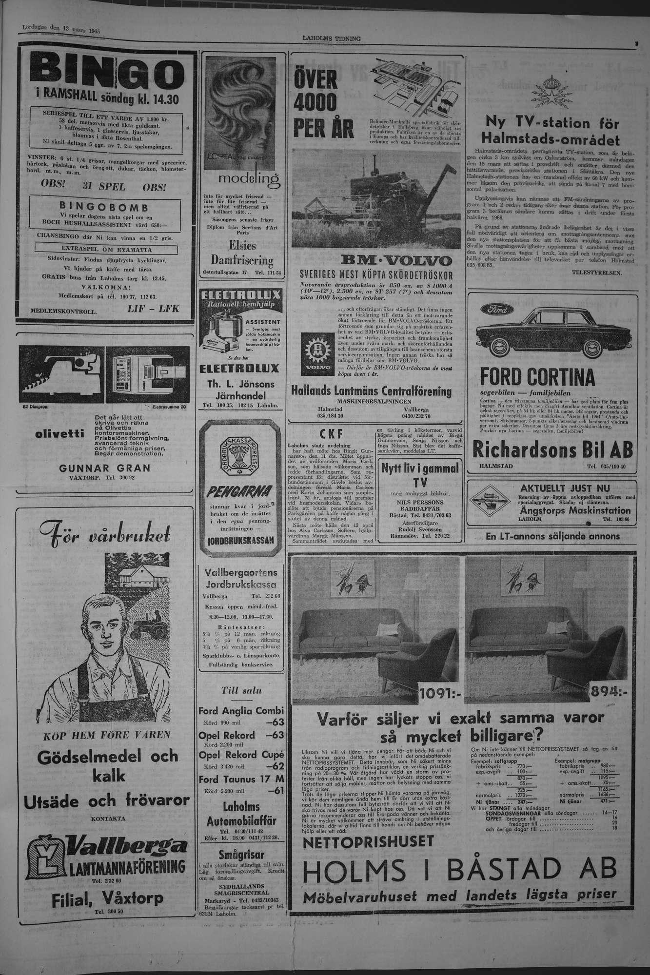 Laholms Tidning Lördag 13 mars 1965, sida 3