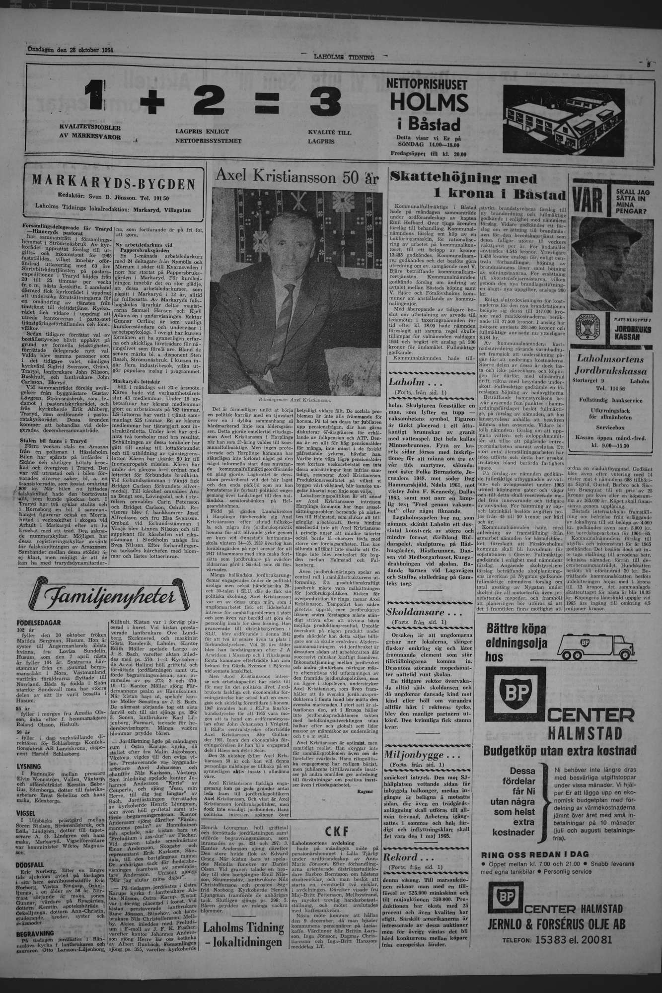 Laholms Tidning Onsdag 28 oktober 1964, sida 3