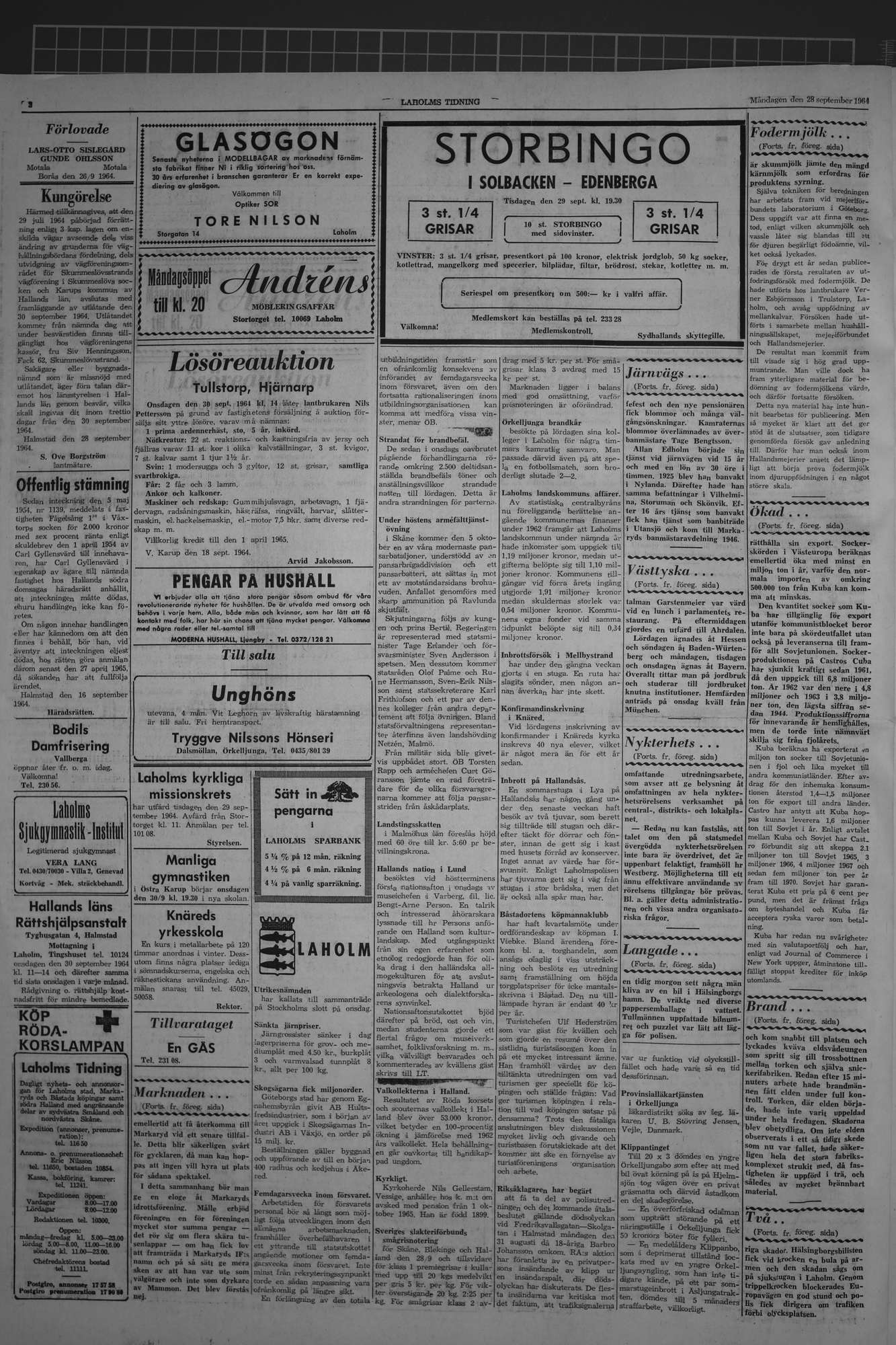 Laholms Tidning Måndag 28 september 1964, sida 2