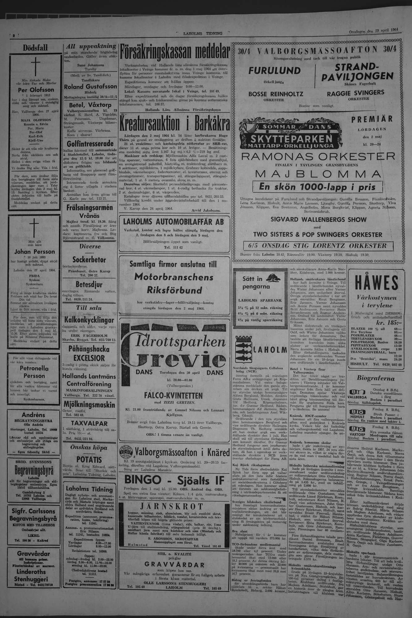 Laholms Tidning Onsdag 29 april 1964, sida 2
