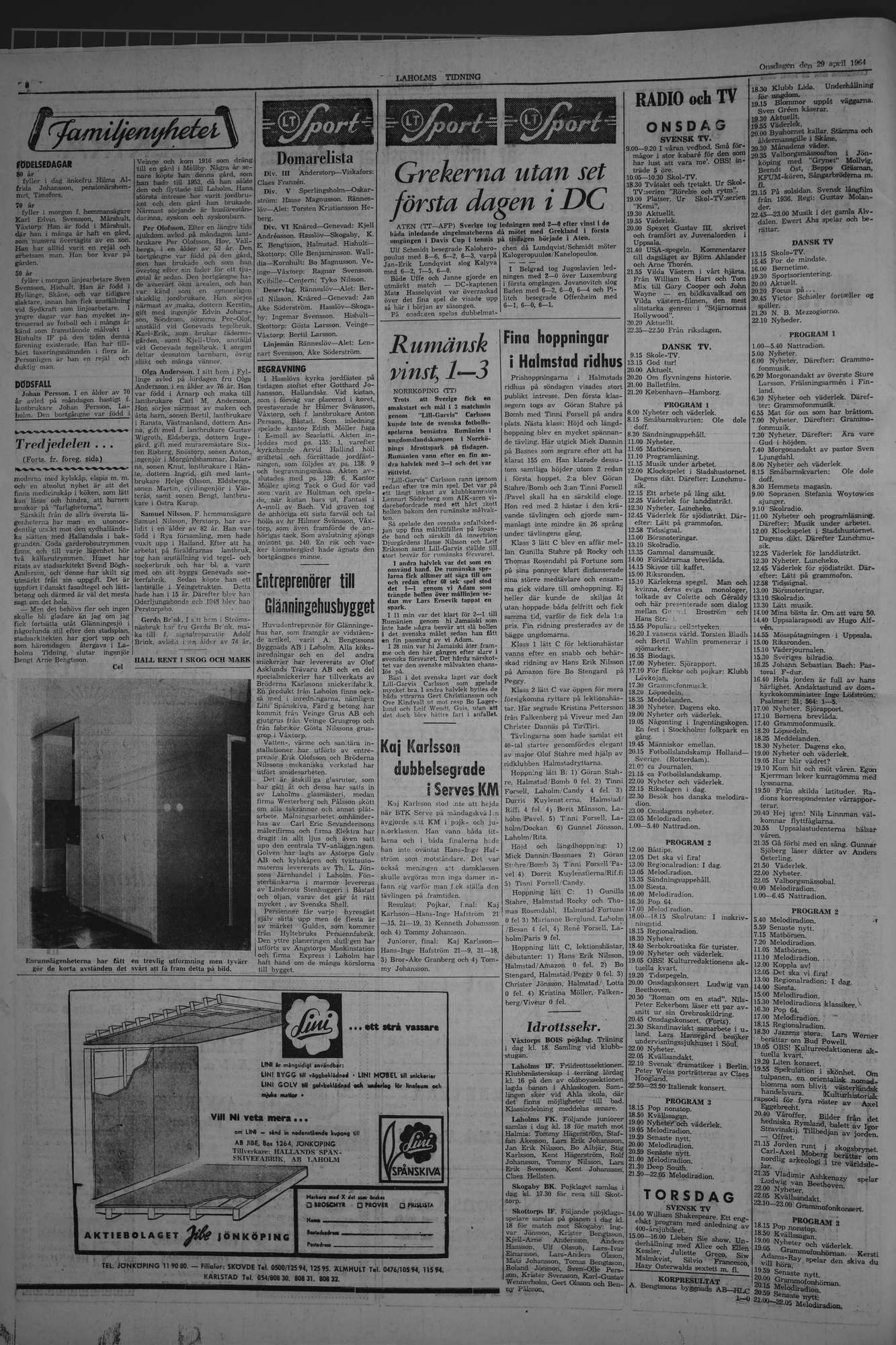 Laholms Tidning Onsdag 29 april 1964, sida 6