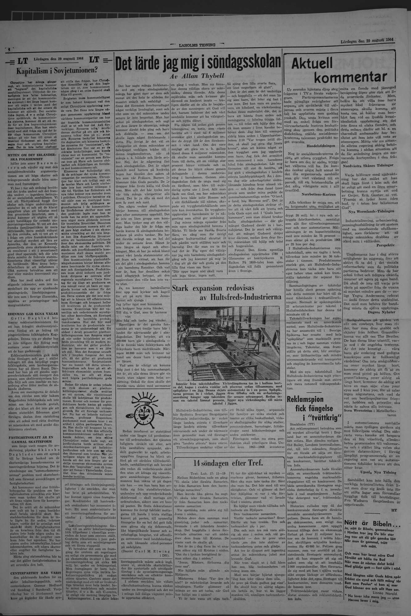Laholms Tidning Lördag 29 augusti 1964, sida 4