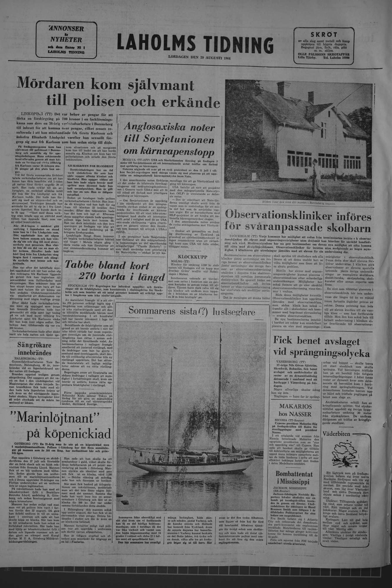 Laholms Tidning Lördag 29 augusti 1964, sida 8