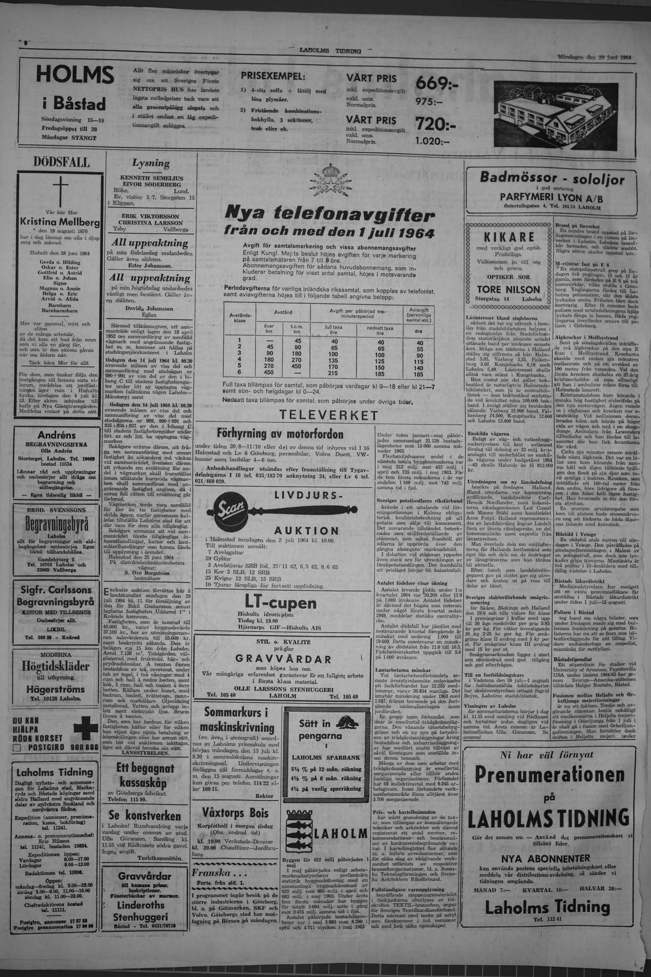 Laholms Tidning Måndag 29 juni 1964, sida 2