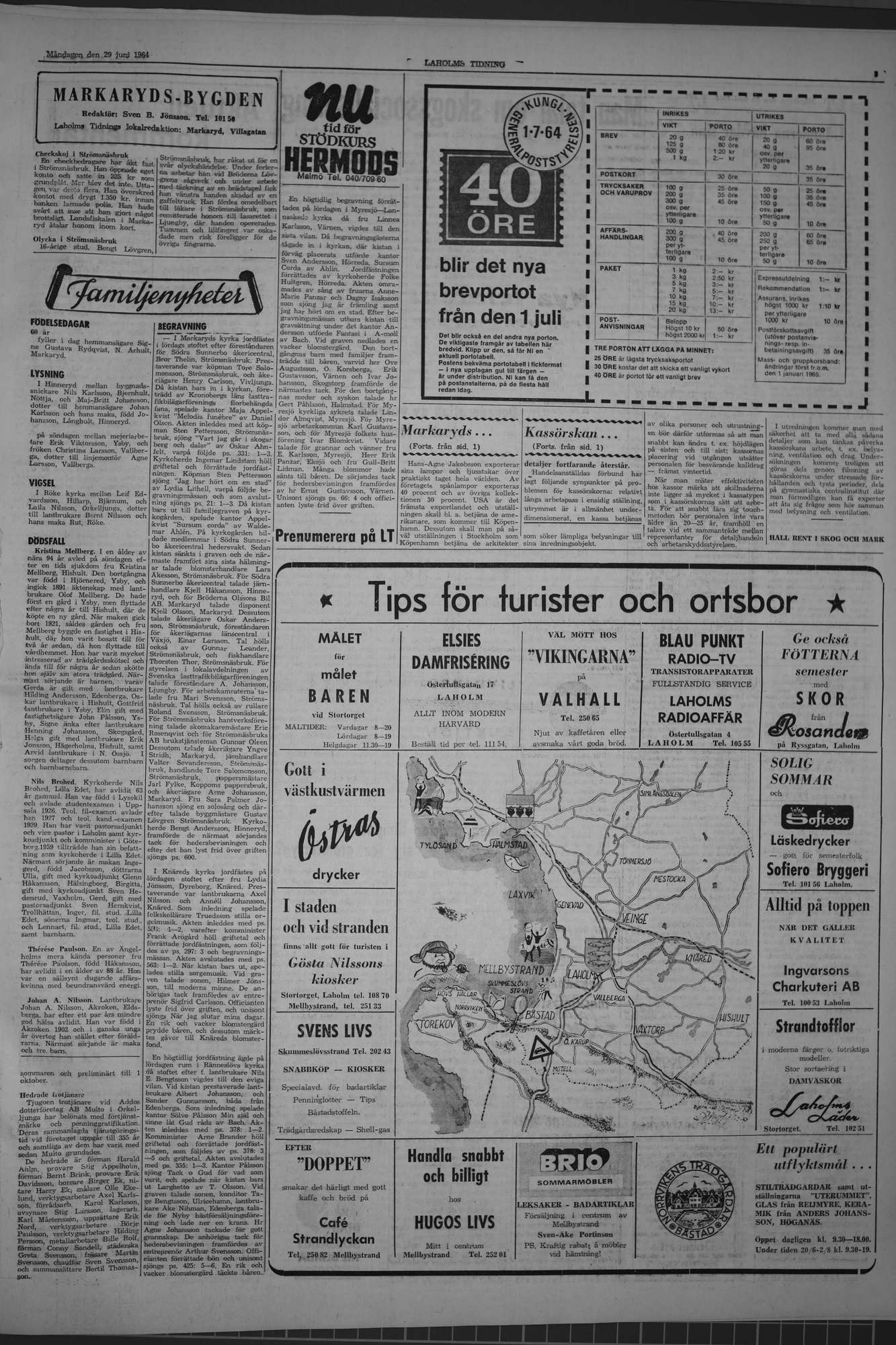 Laholms Tidning Måndag 29 juni 1964, sida 3