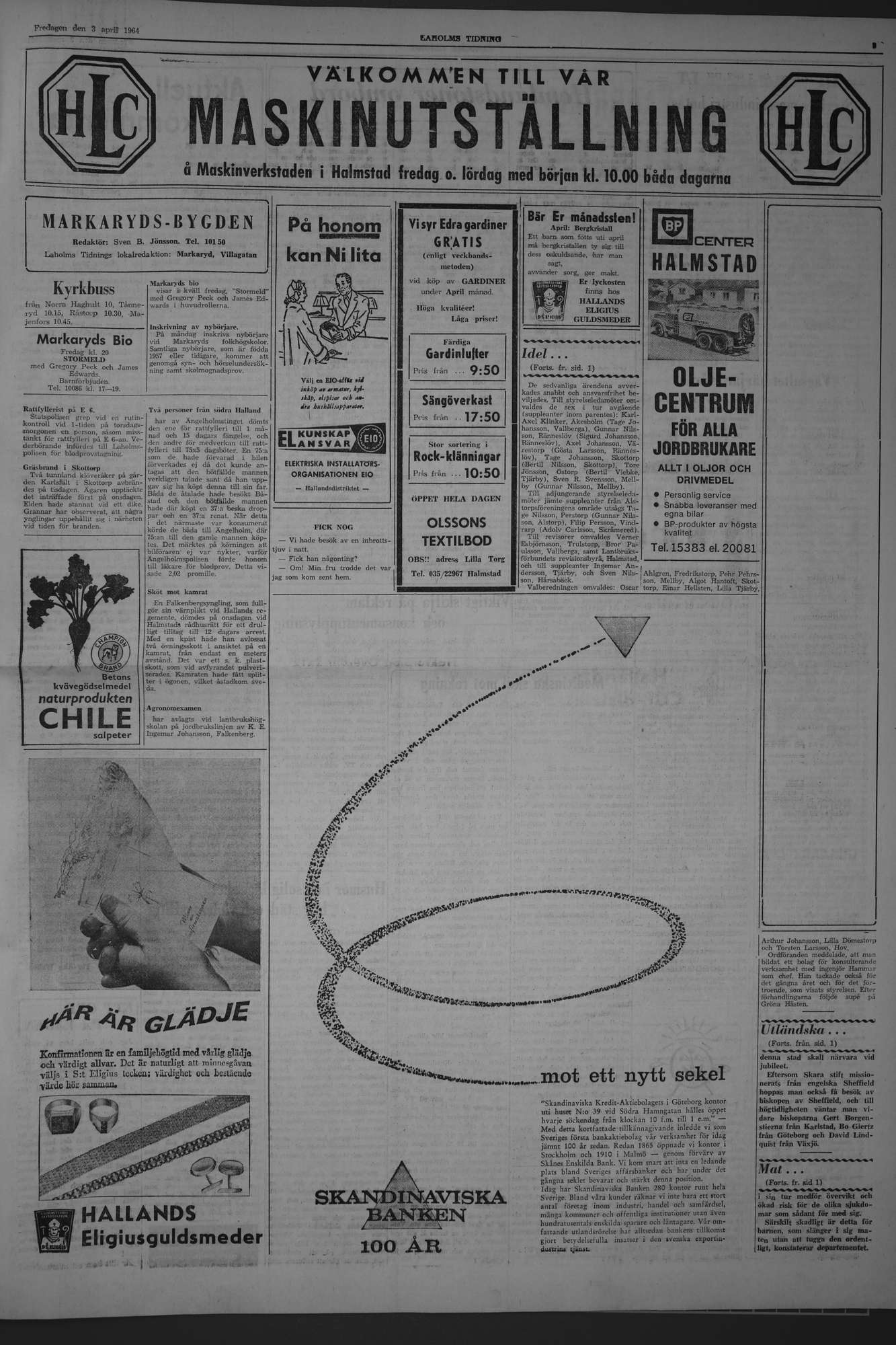 Laholms Tidning Fredag 3 april 1964, sida 3