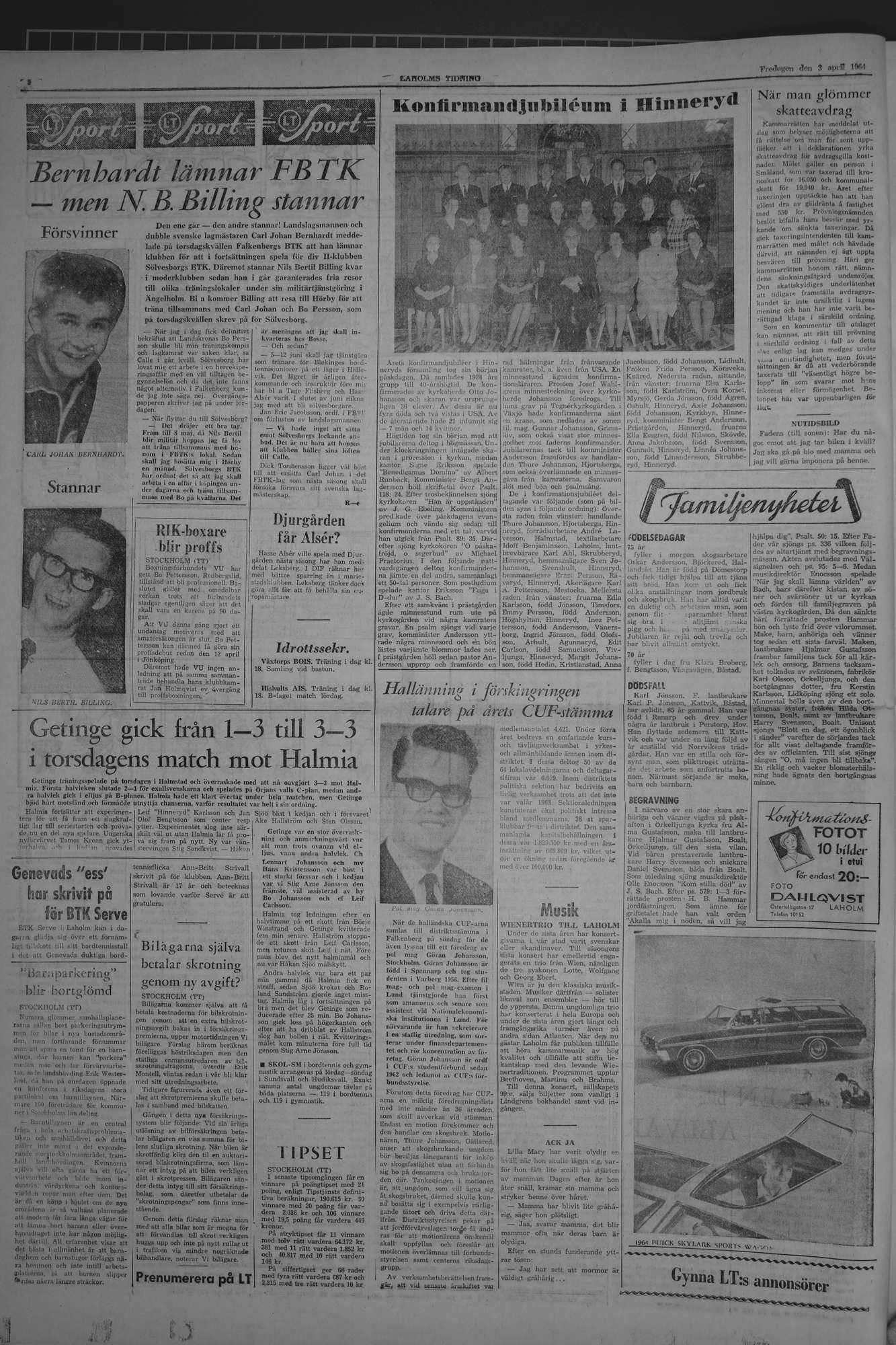 Laholms Tidning Fredag 3 april 1964, sida 6