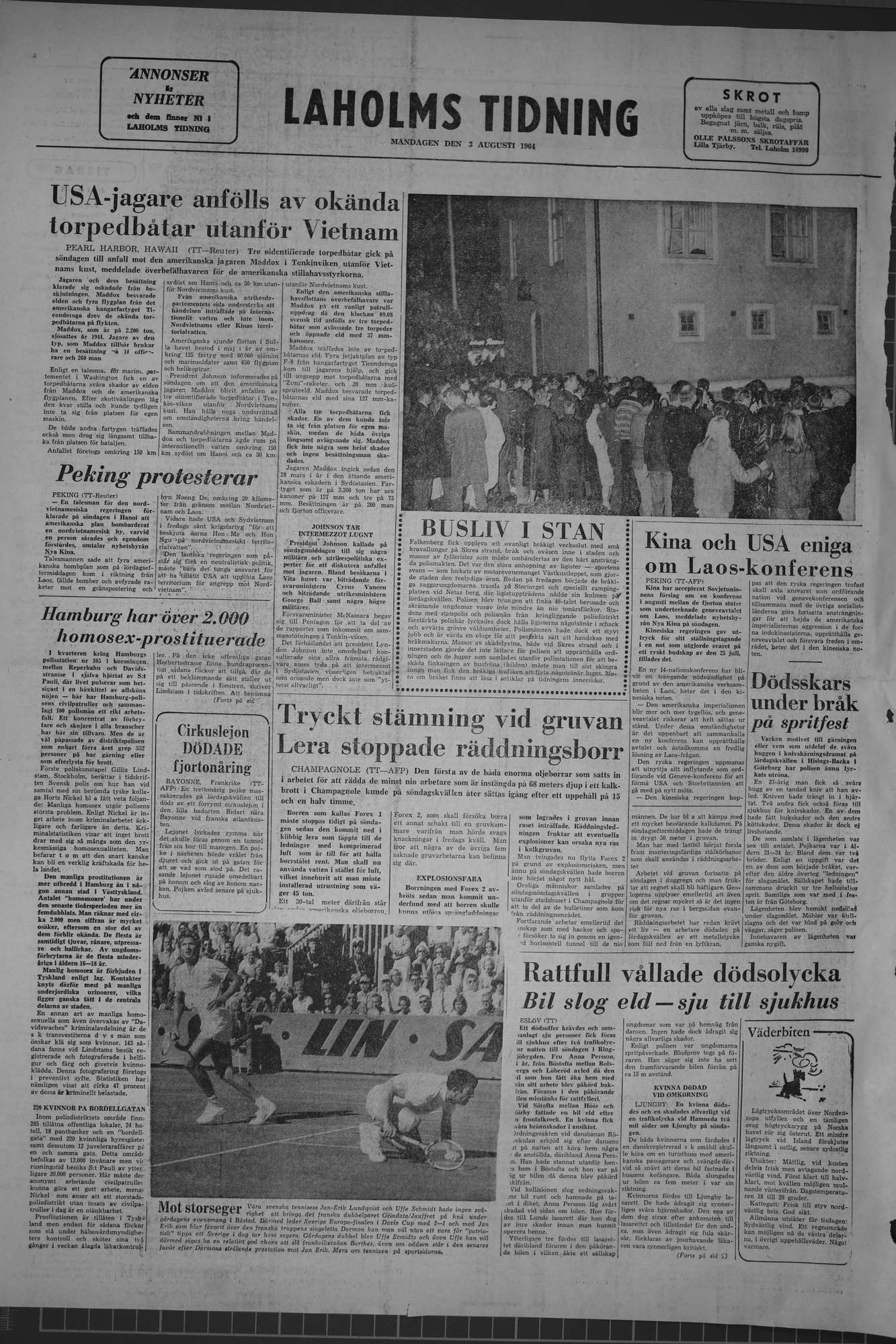 Laholms Tidning Måndag 3 augusti 1964, sida 8