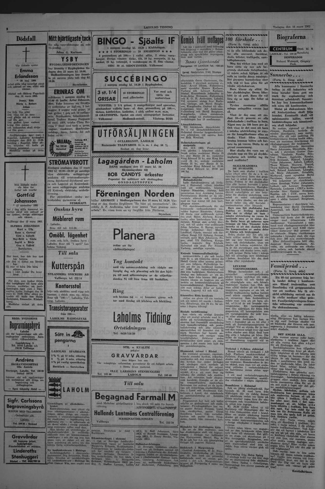 Laholms Tidning Tisdag 16 mars 1965, sida 2