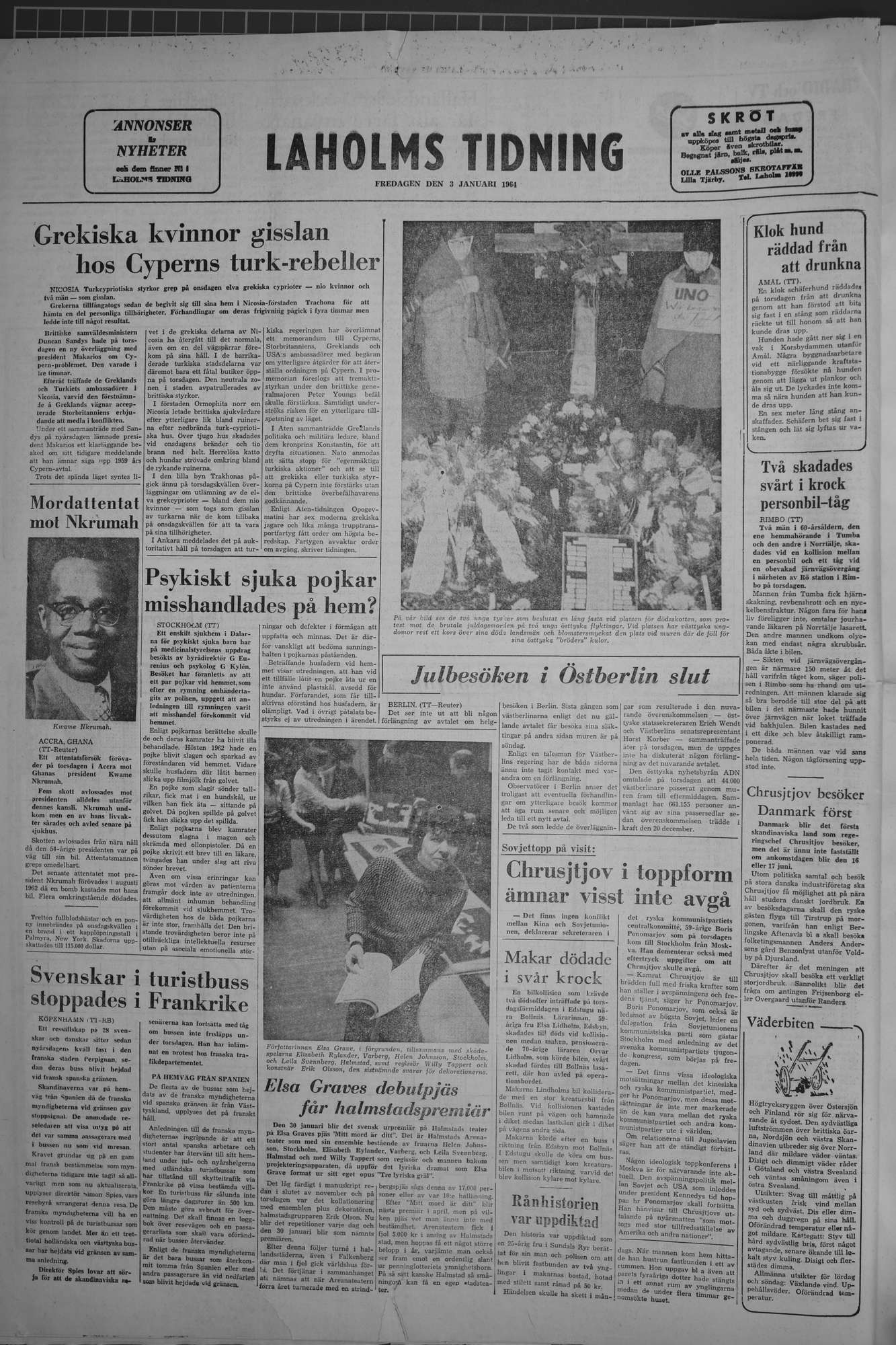 Laholms Tidning Fredag 3 januari 1964, sida 8